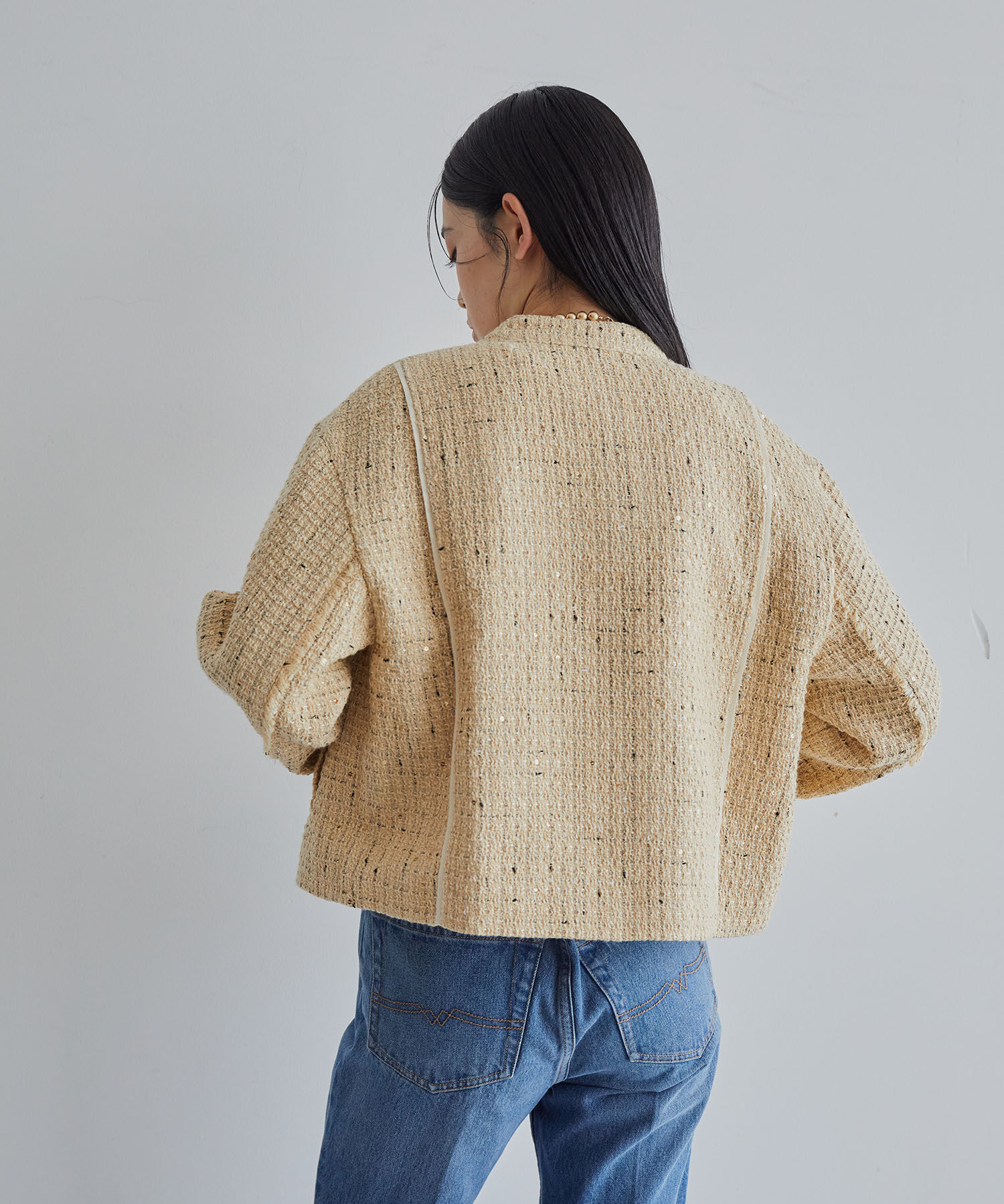 VIS「ライダースディテールツィードジャケット」|ノーカラージャケット|