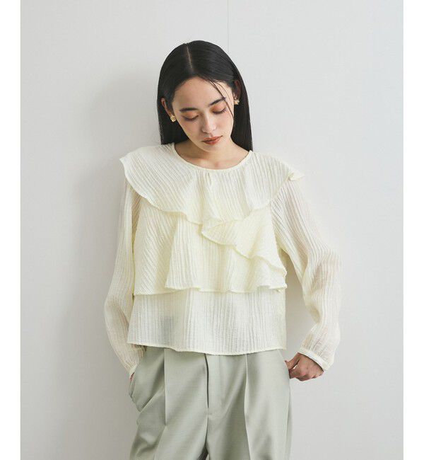 VIS「【洗える】ラッフルカラーブラウス」|シャツ・ブラウス|