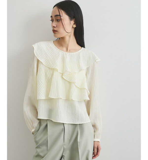 VIS「【洗える】ラッフルカラーブラウス」|シャツ・ブラウス|