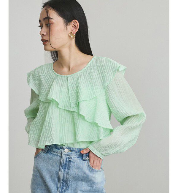 VIS「【洗える】ラッフルカラーブラウス」|シャツ・ブラウス|