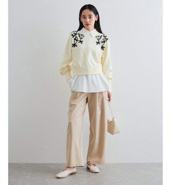 VIS「リーフコード刺繍ニットプルオーバー」|ニット・セーター|