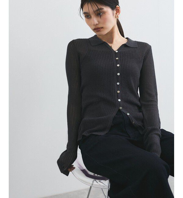 VIS「シアーポロ襟リブカーディガン」|カーディガン|