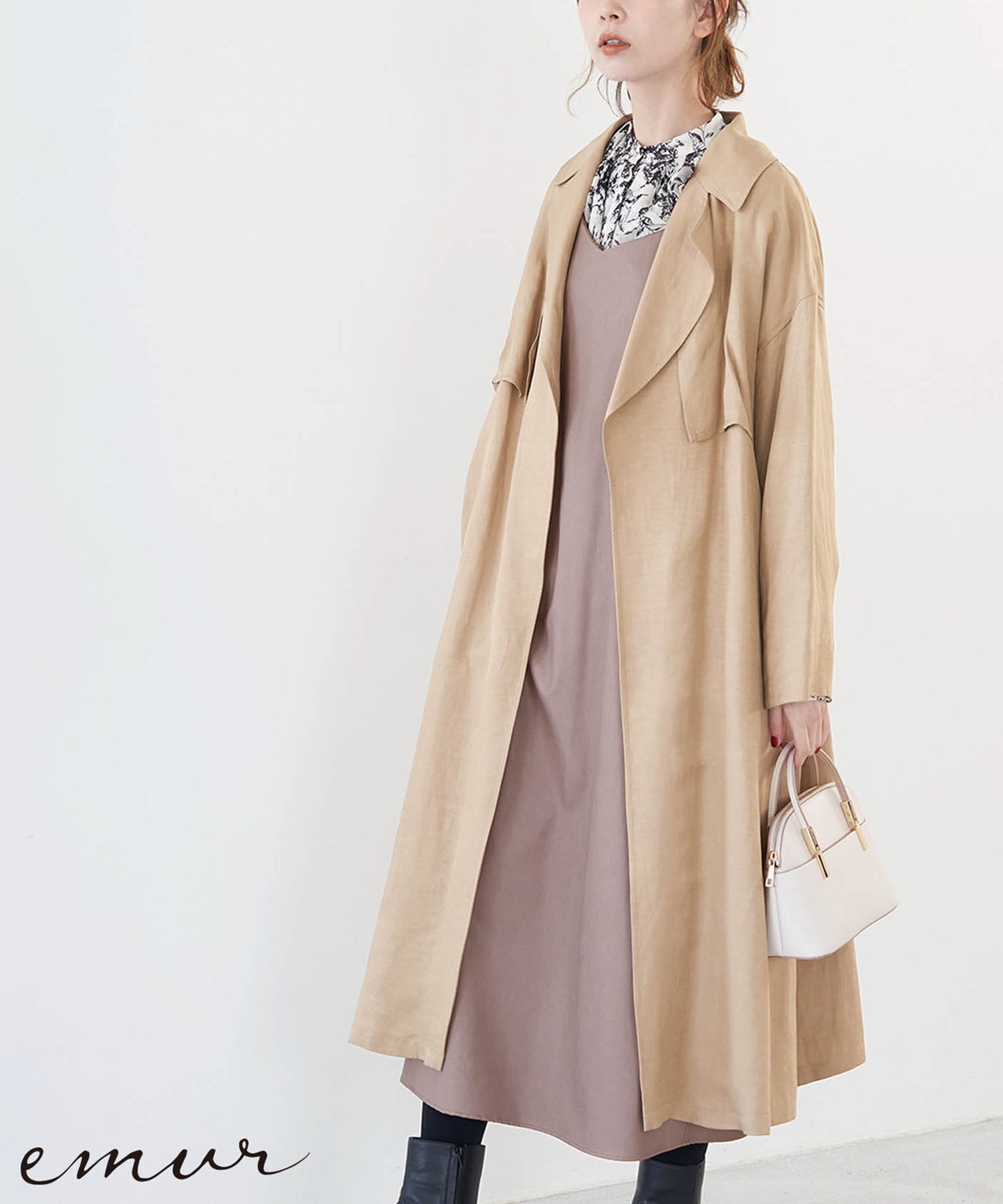 Rope&rsquo;Picnic「【emur】リネン混トレンチコート」|トレンチコート|キャメル(25)