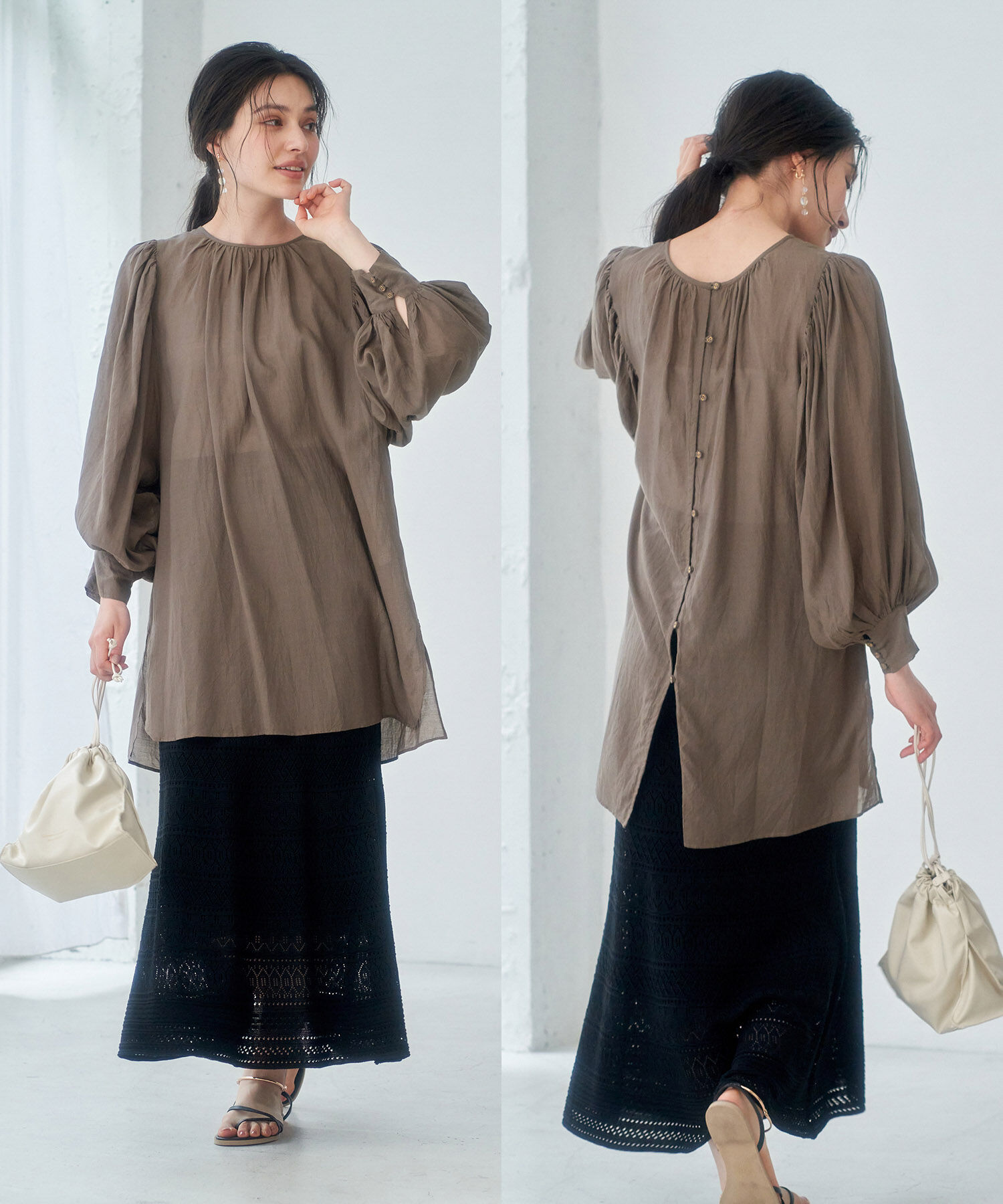 Rope&rsquo;Picnic「【emur】スクープパフブラウス」|シャツ・ブラウス|