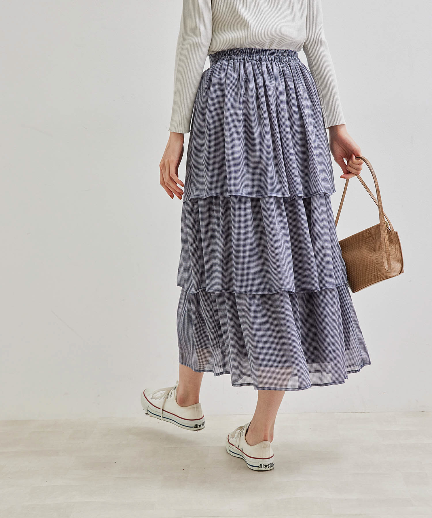 Rope&rsquo;Picnic「セットアップ対応/ガンクラブチェック楊柳シアースカート」|スカート|