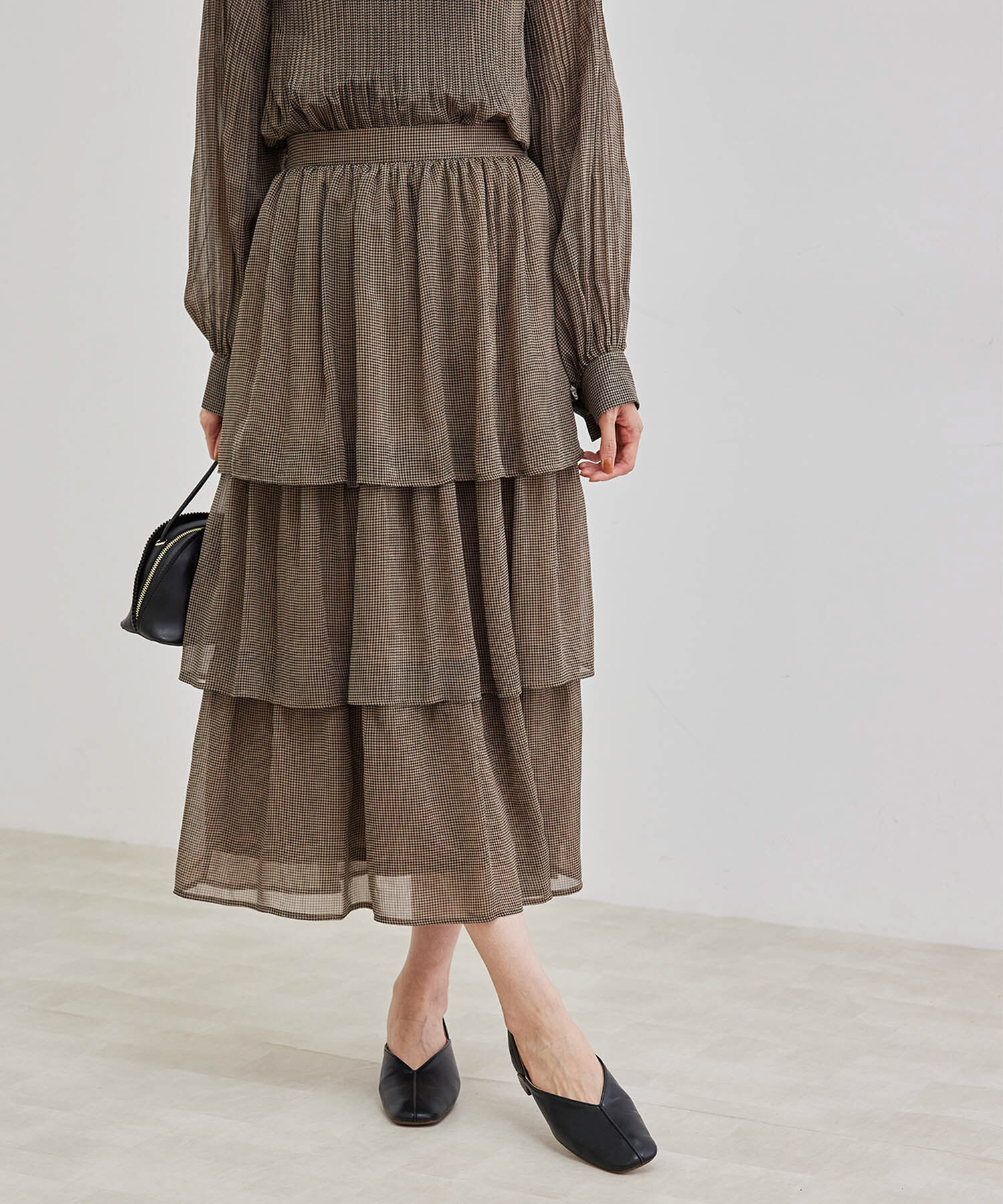 Rope&rsquo;Picnic「セットアップ対応/ガンクラブチェック楊柳シアースカート」|スカート|ベージュ系(28)