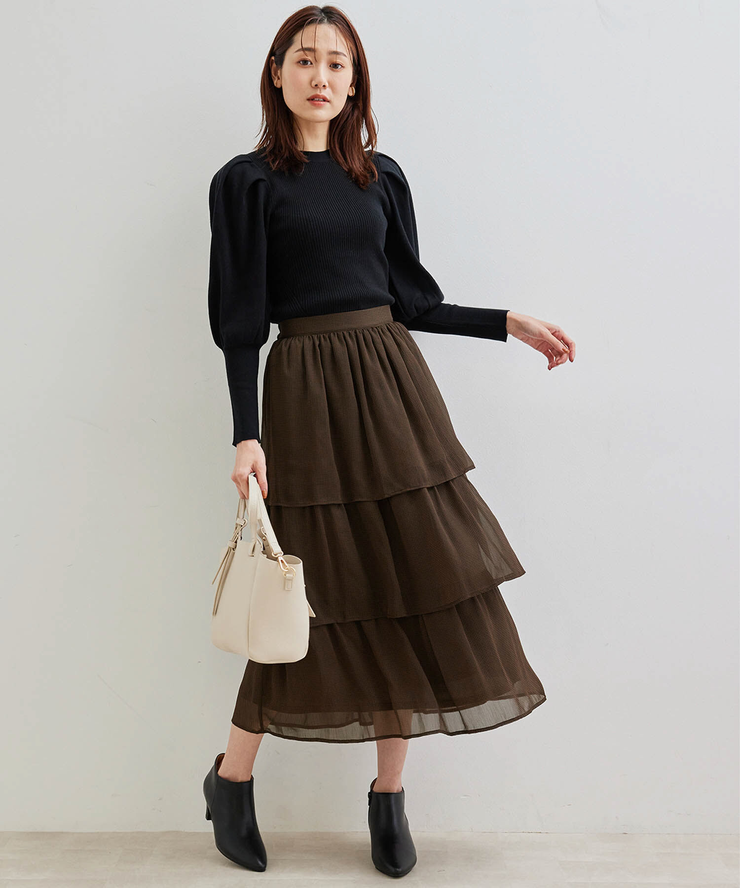 Rope&rsquo;Picnic「セットアップ対応/ガンクラブチェック楊柳シアースカート」|スカート|