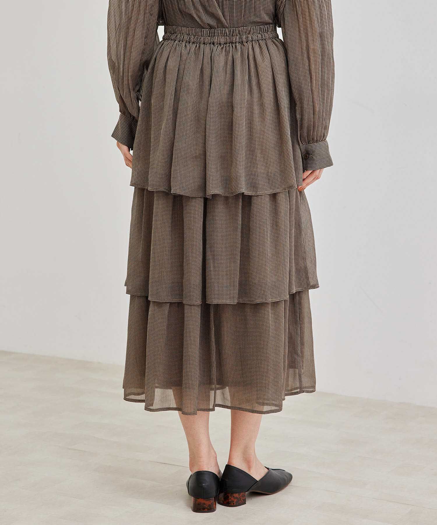 Rope&rsquo;Picnic「セットアップ対応/ガンクラブチェック楊柳シアースカート」|スカート|