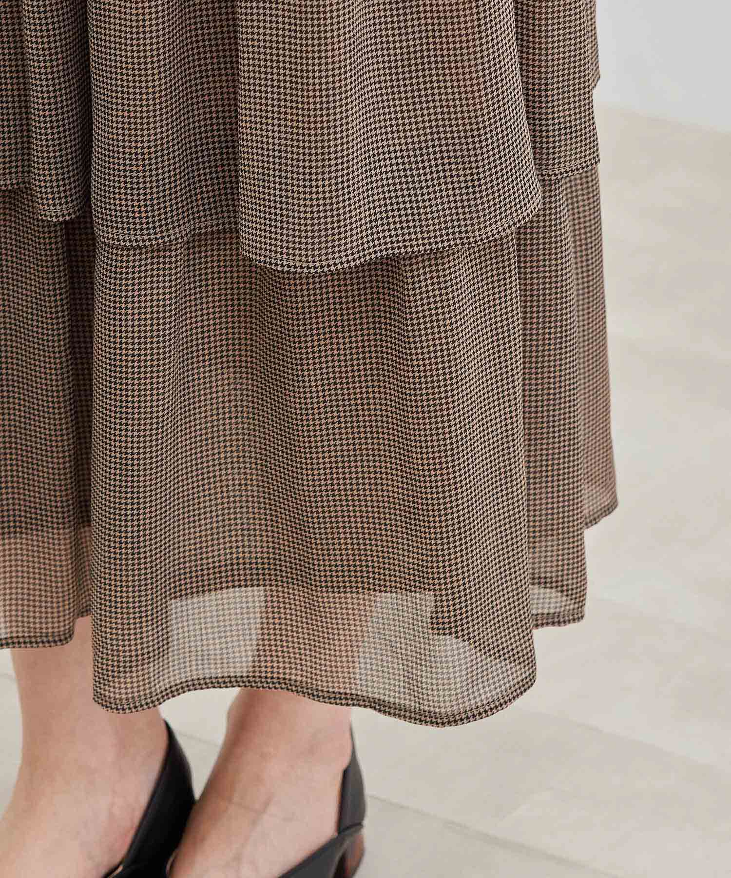 Rope&rsquo;Picnic「セットアップ対応/ガンクラブチェック楊柳シアースカート」|スカート|