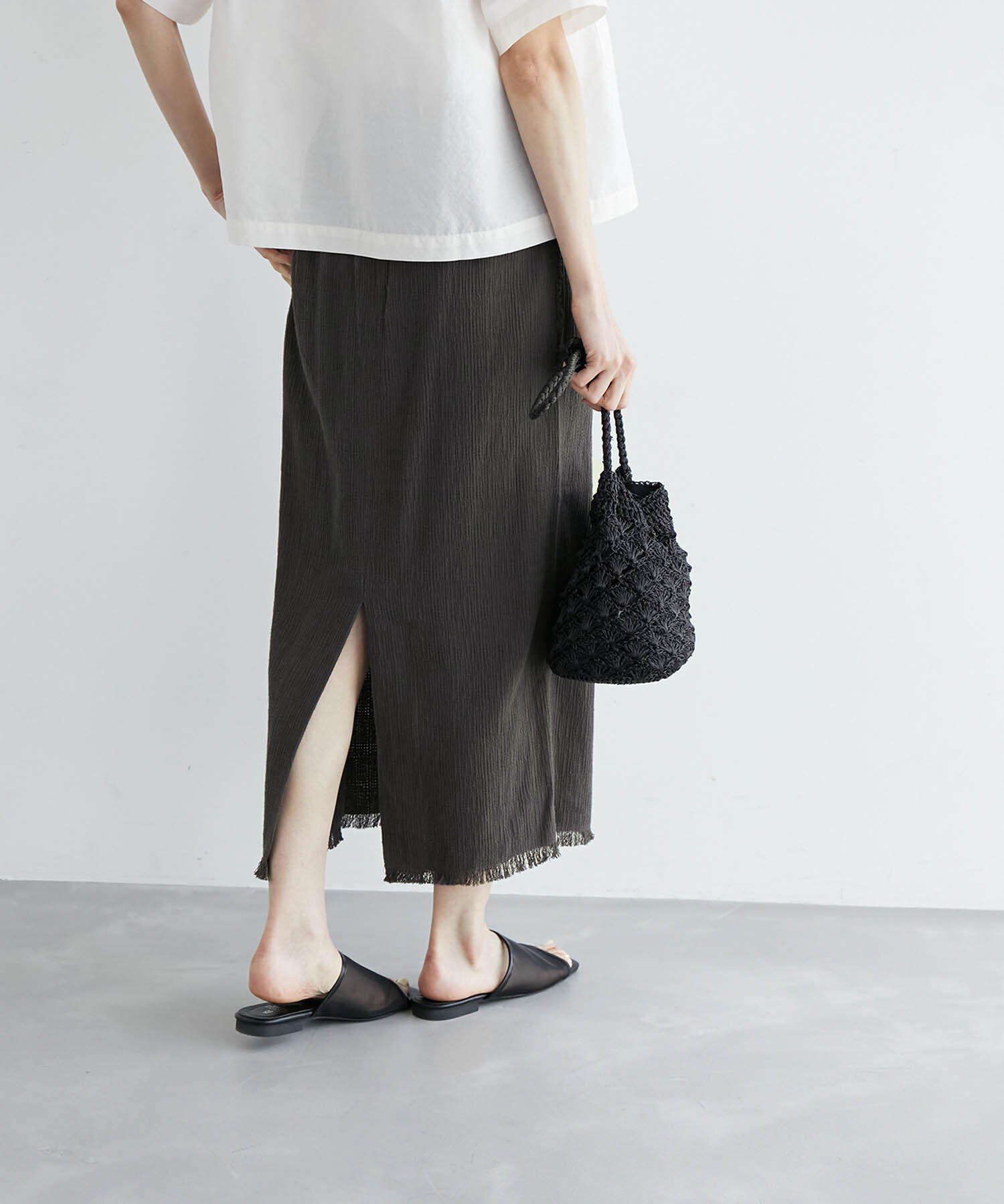 Rope&rsquo;Picnic「からみ織フリンジスリムスカート」|スカート|