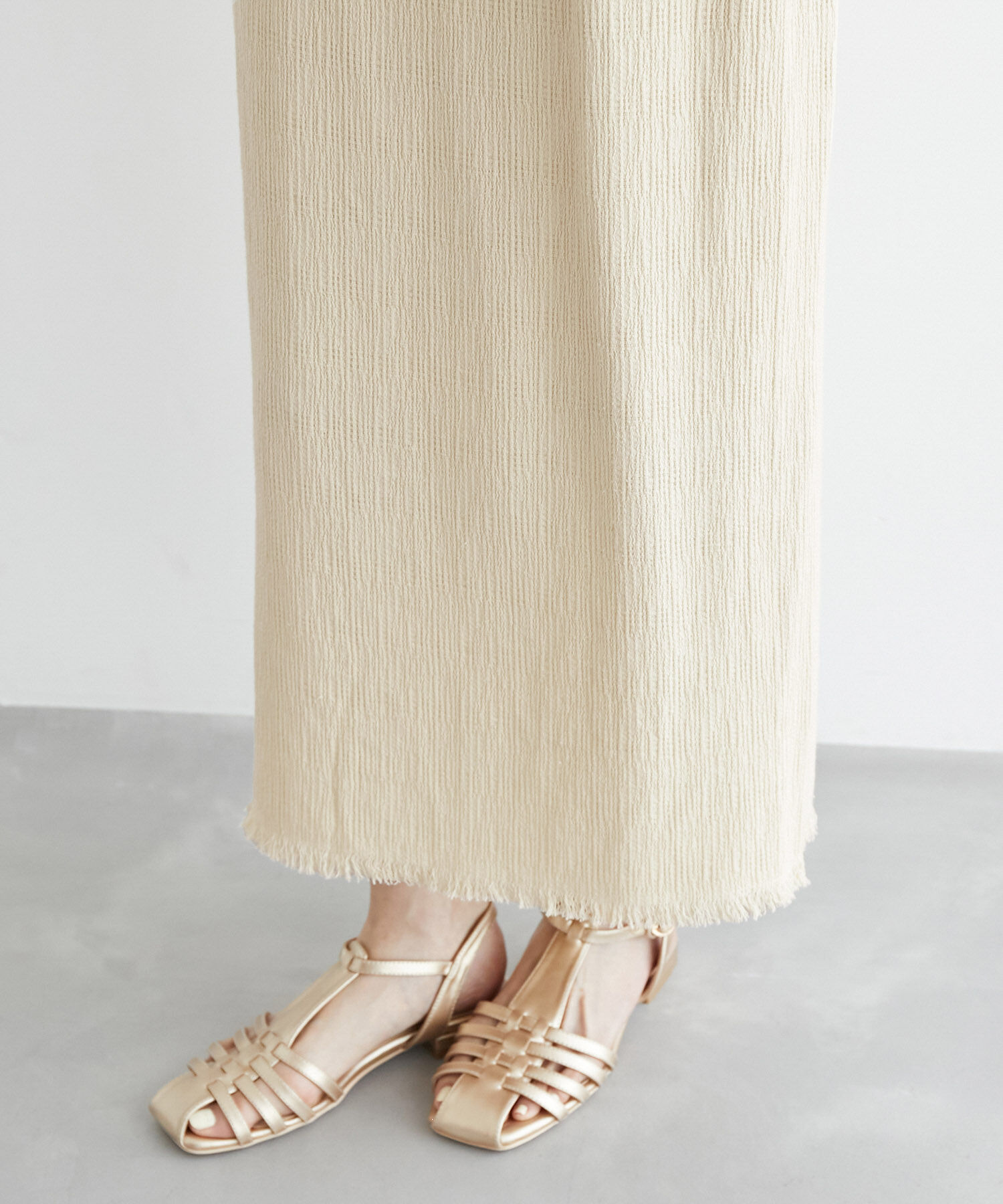 Rope&rsquo;Picnic「からみ織フリンジスリムスカート」|スカート|