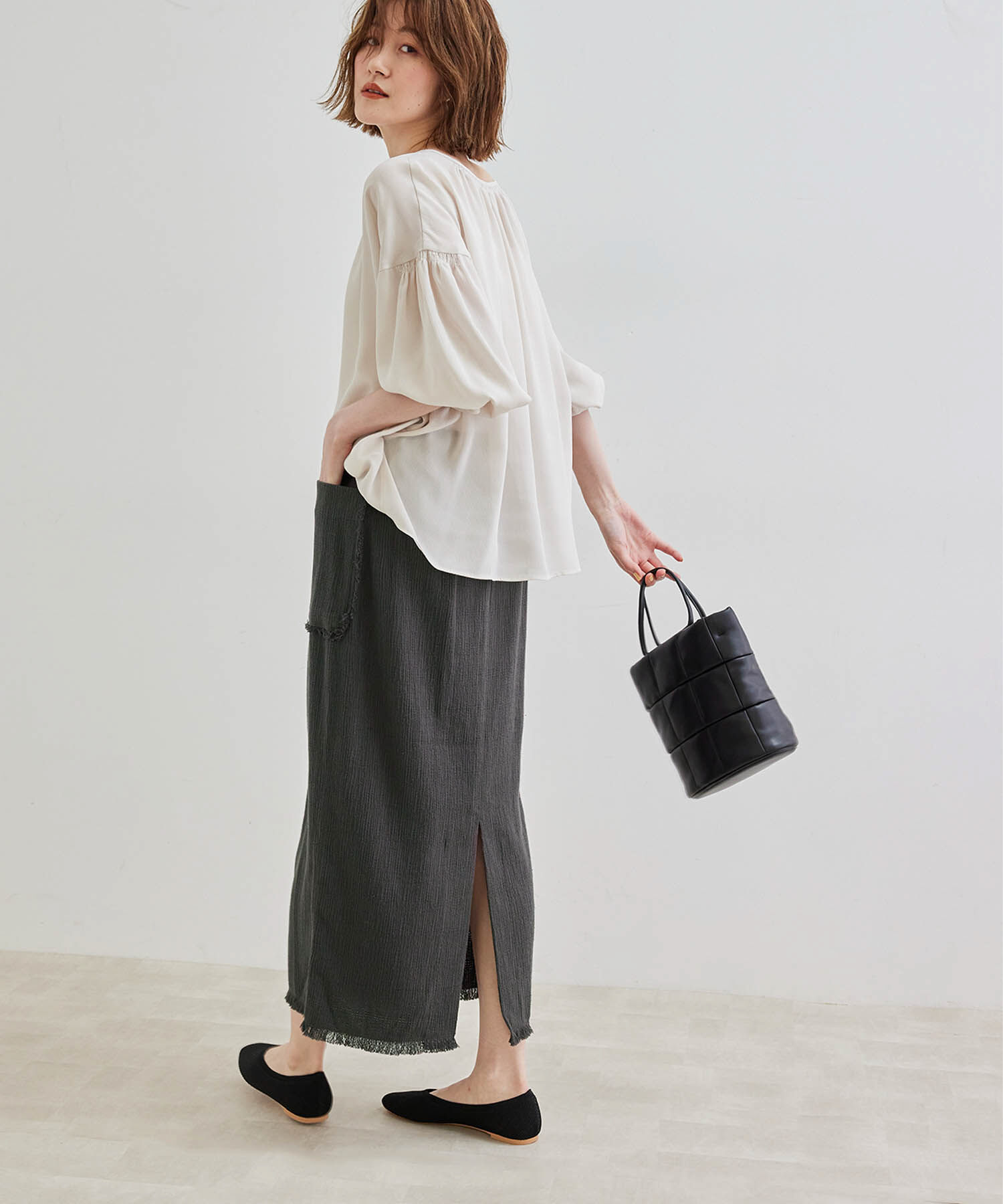 Rope&rsquo;Picnic「からみ織フリンジスリムスカート」|スカート|