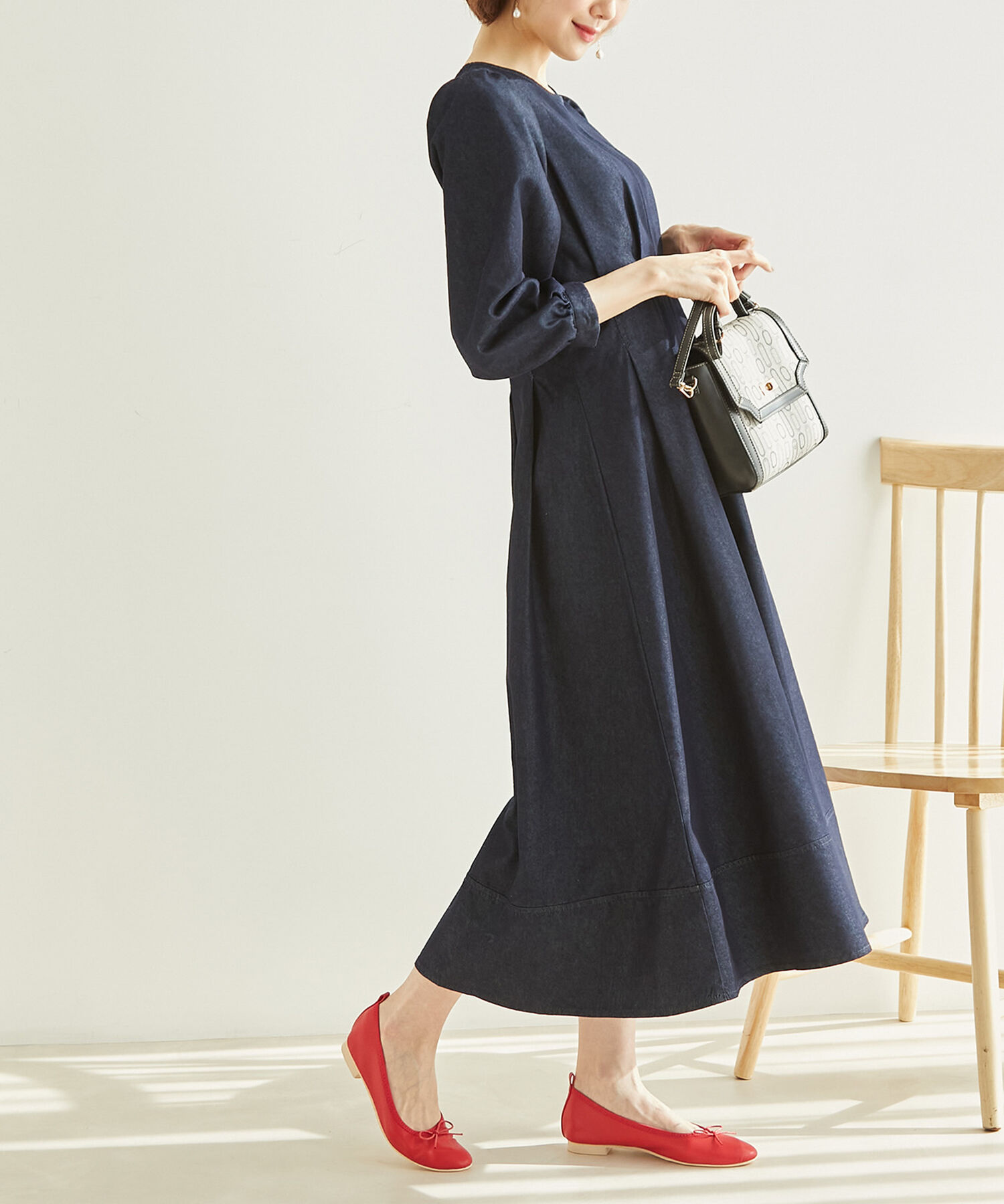 Rope&rsquo;Picnic「ウエストタックデニムロングワンピース」|ワンピース|