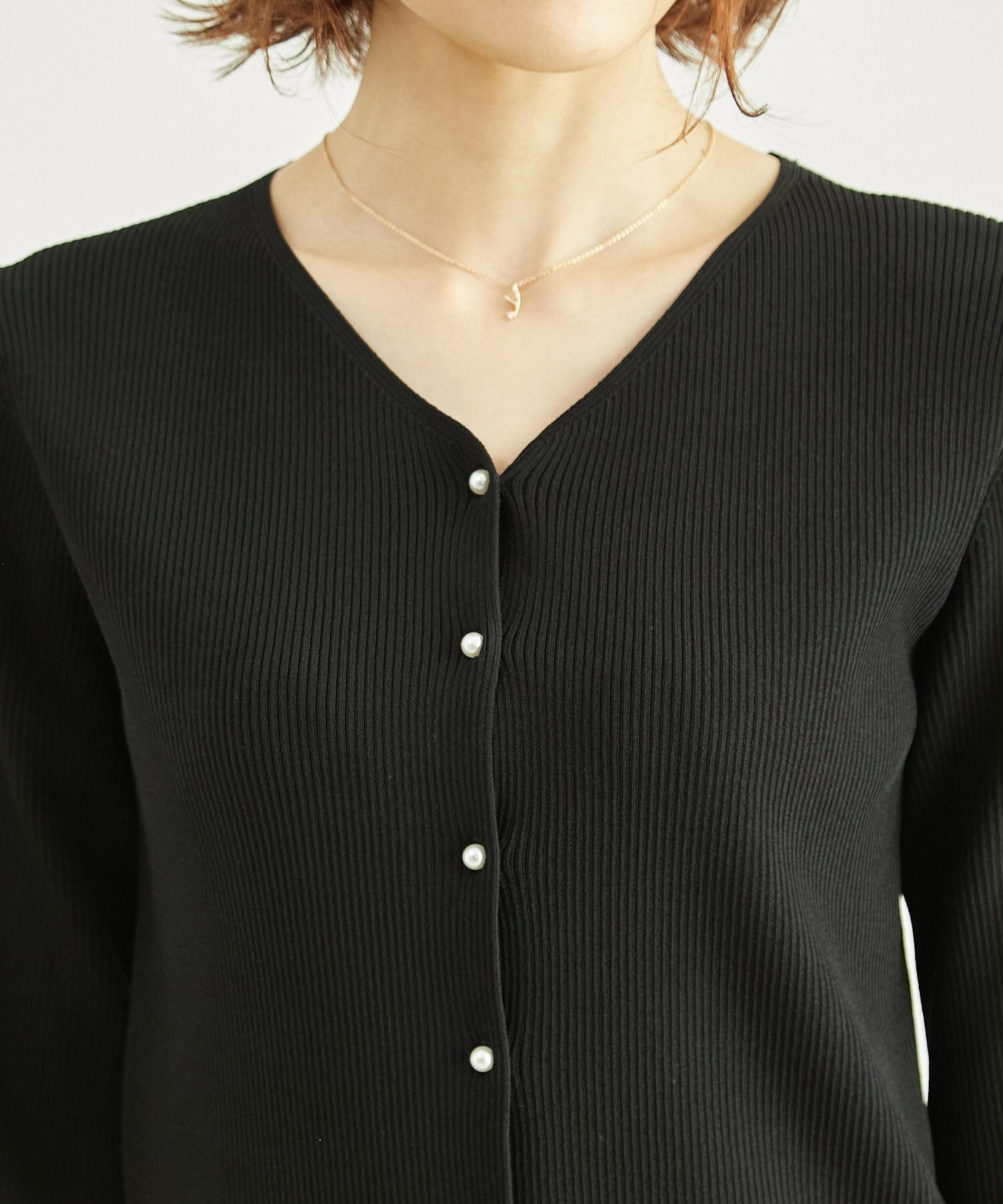 Rope&rsquo;Picnic「Beauty knit/パール釦ハーフスリーブカーディガン」|カーディガン|