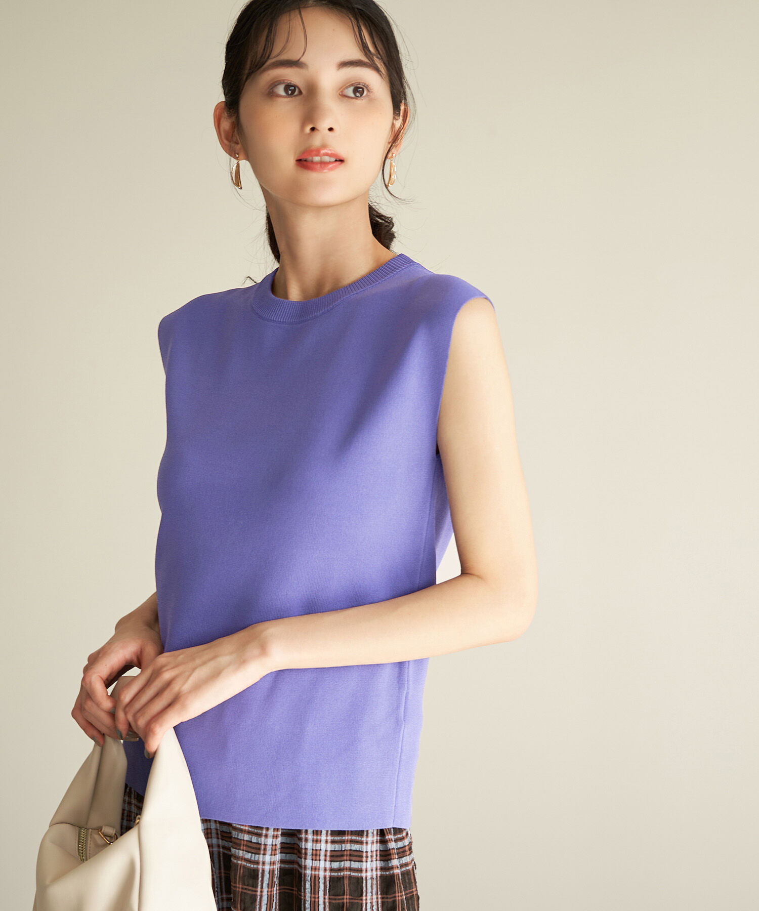 Rope&rsquo;Picnic「Beauty knit/ゼロスリーブニットプルオーバー/WEB限定カラーあり」|ニット・セーター|パープル系(54)