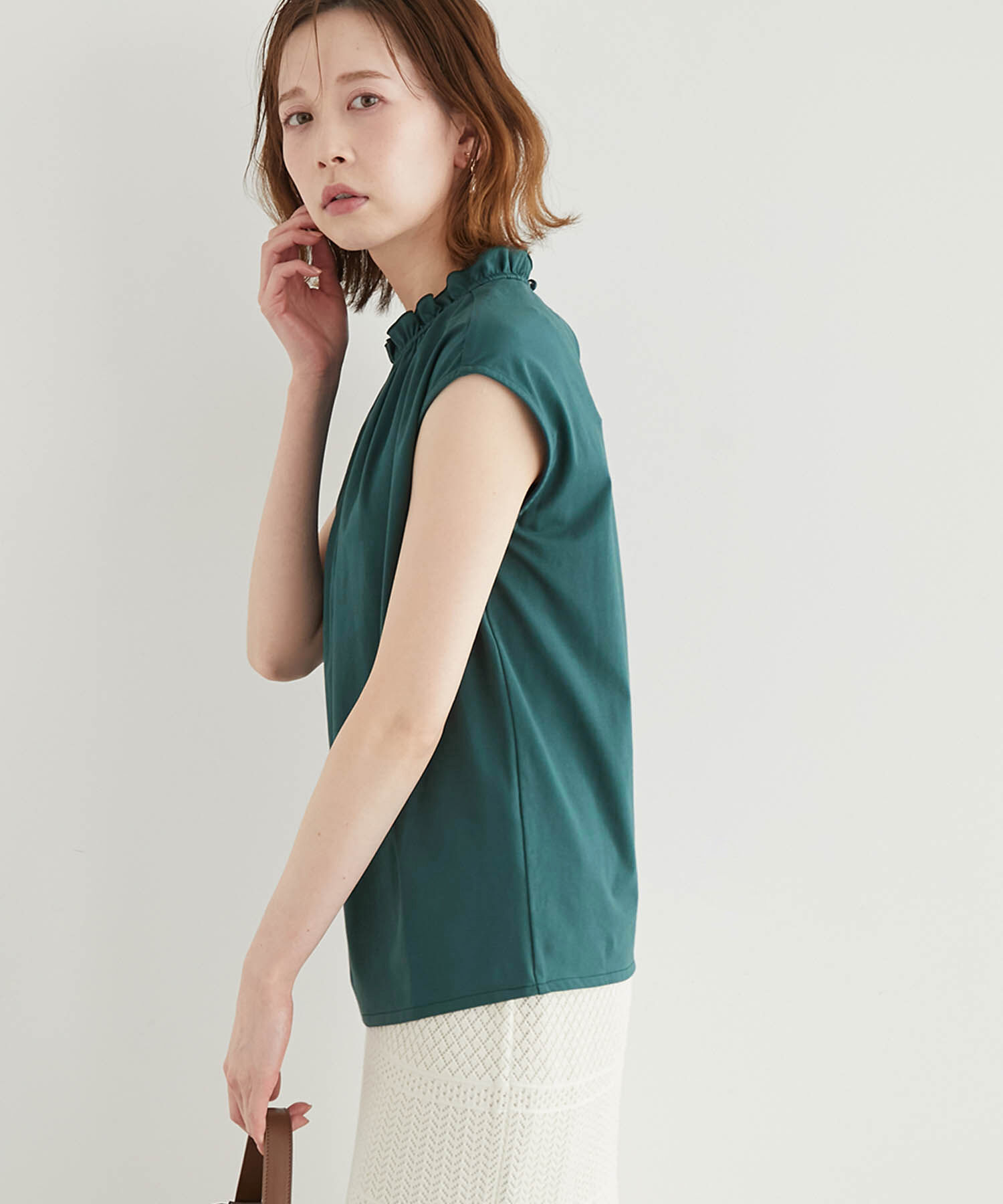 Rope&rsquo;Picnic「オーガニックコットンスタンドフリルトップス」|シャツ・ブラウス|