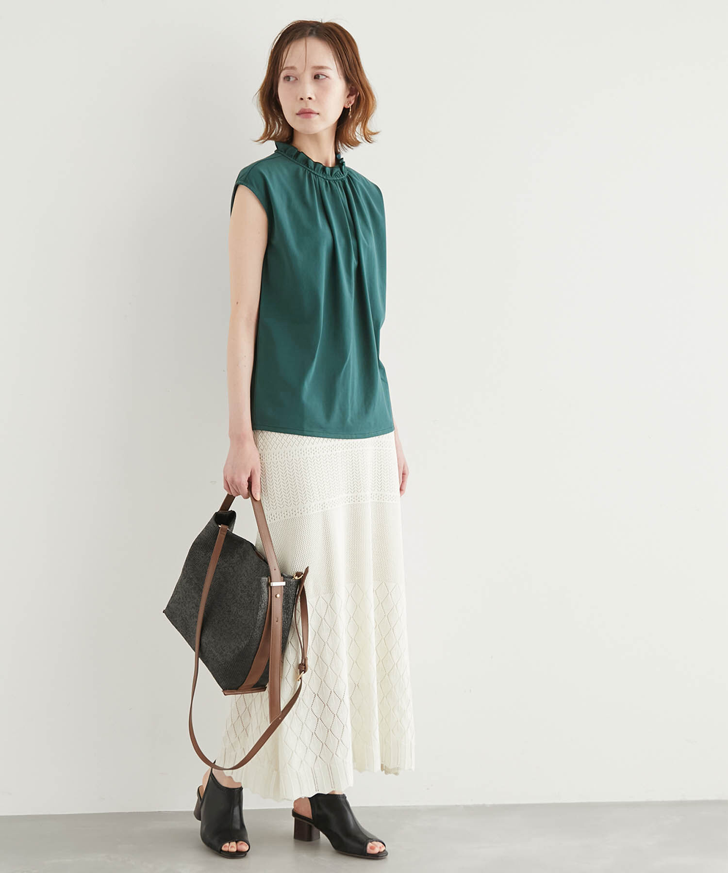 Rope&rsquo;Picnic「オーガニックコットンスタンドフリルトップス」|シャツ・ブラウス|