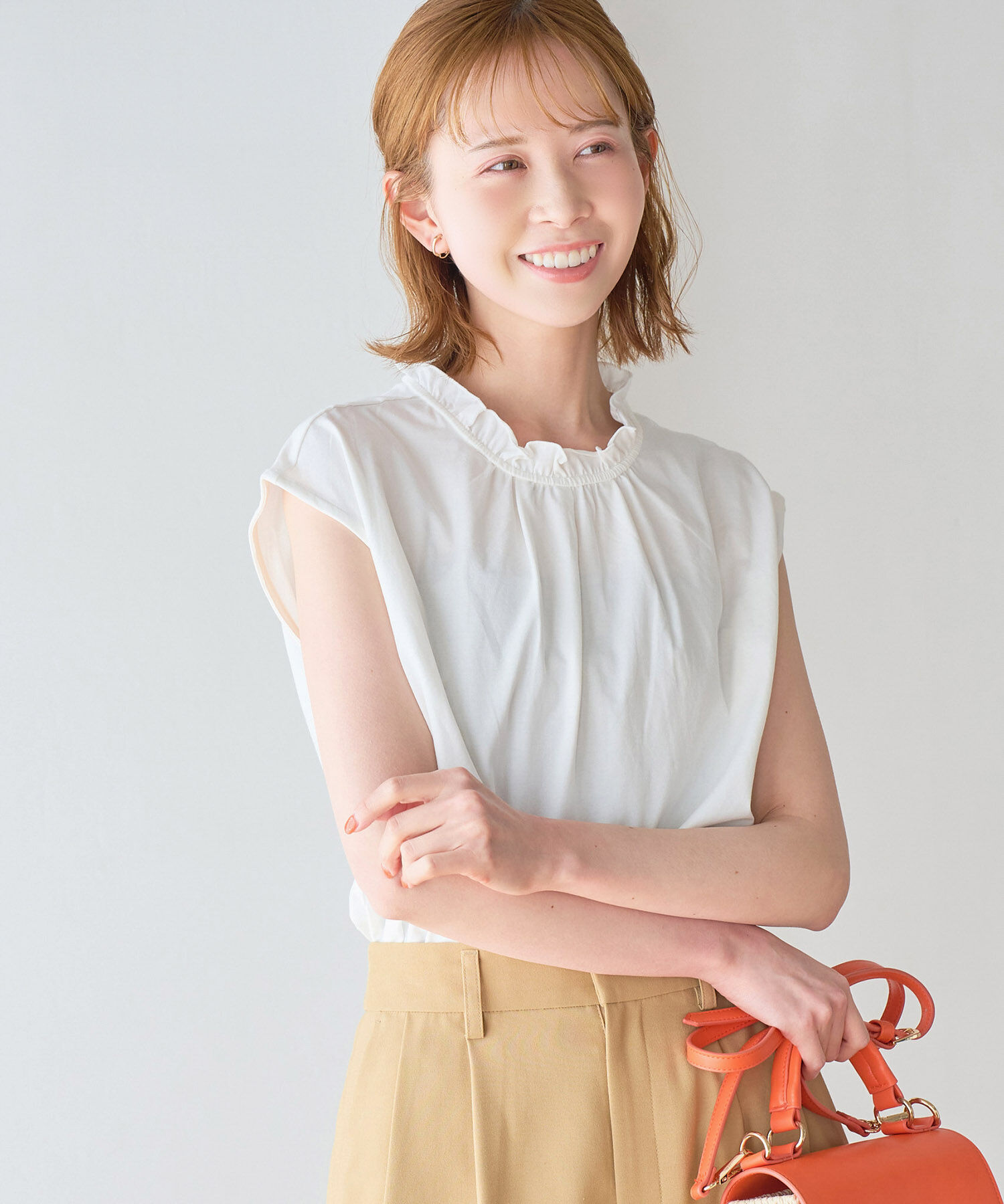 Rope&rsquo;Picnic「オーガニックコットンスタンドフリルトップス」|シャツ・ブラウス|