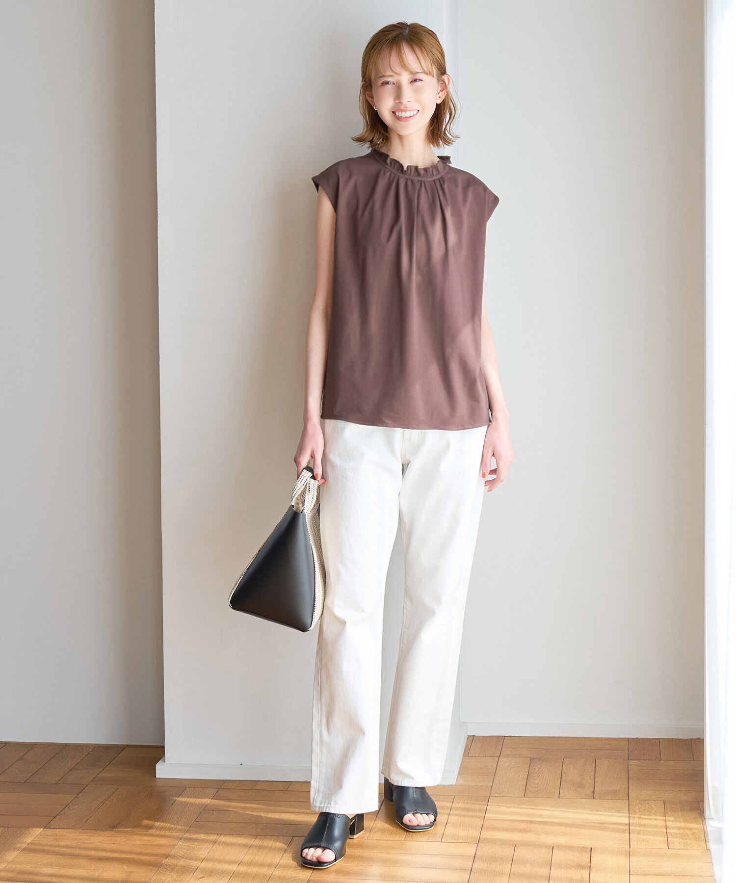 Rope&rsquo;Picnic「オーガニックコットンスタンドフリルトップス」|シャツ・ブラウス|