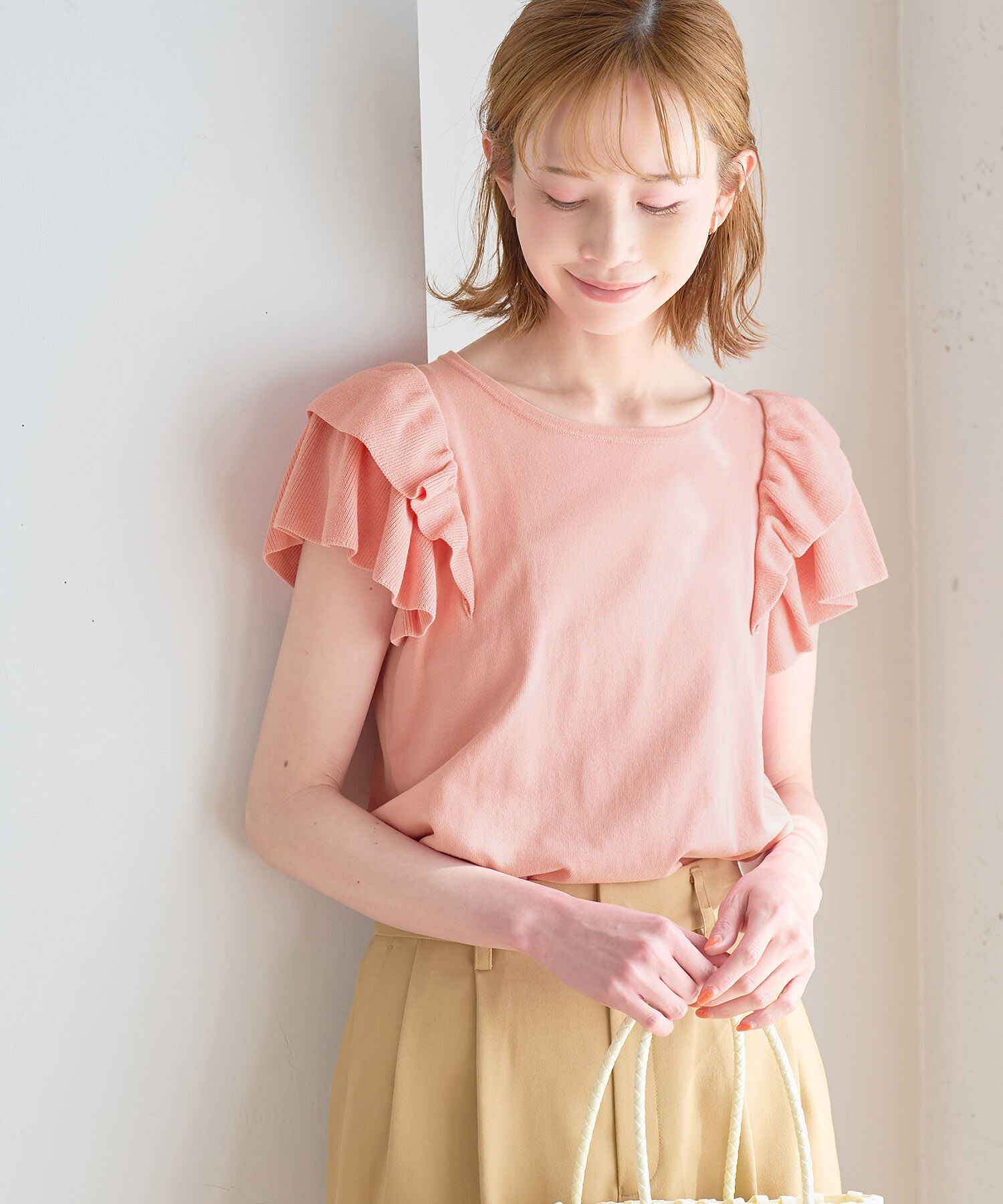 Rope&rsquo;Picnic「フリルニットプルオーバー」|ニット・セーター|ピンク系(65)