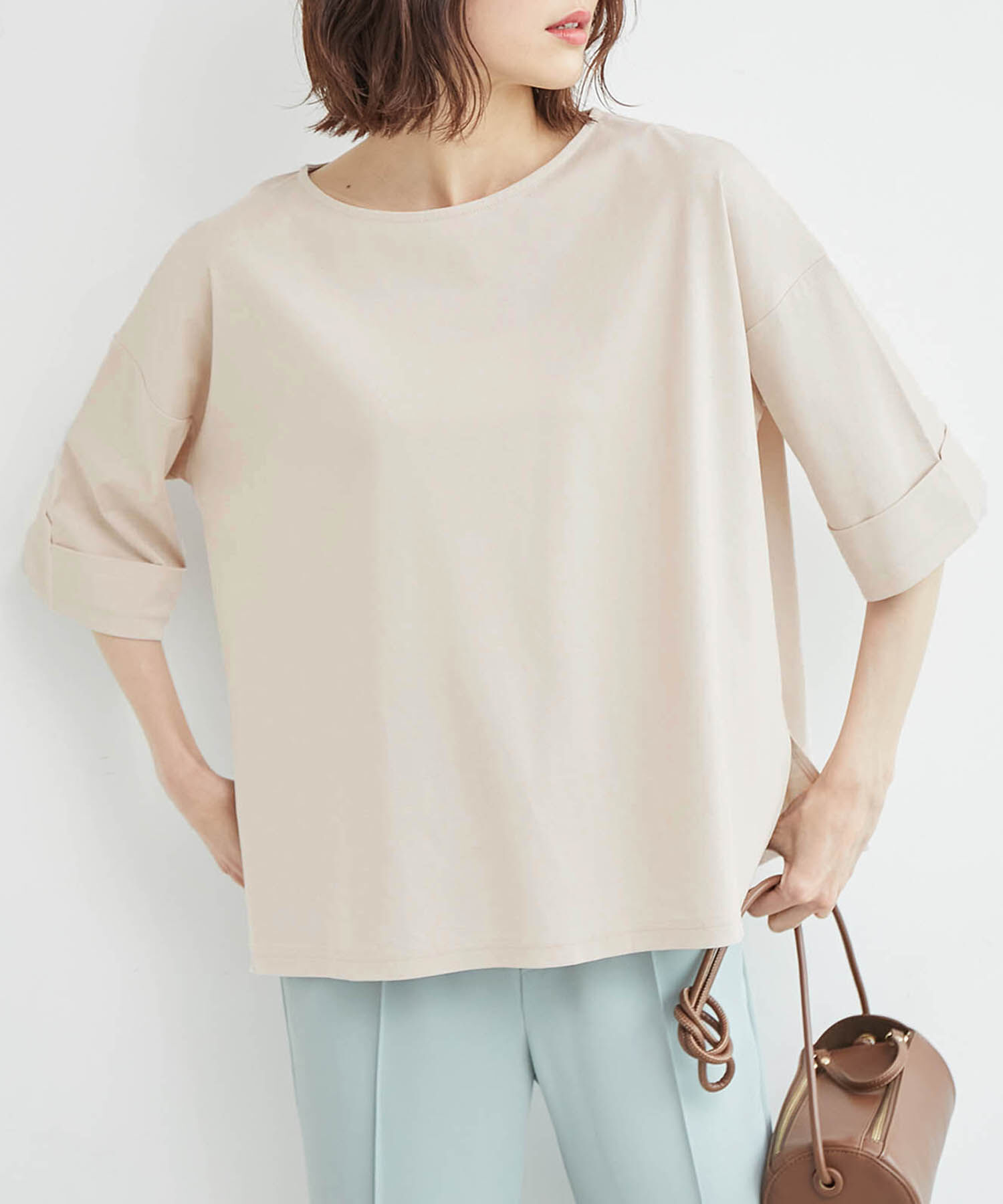 Rope&rsquo;Picnic「60シルケットハーフスリーブトップス」|Tシャツ・カットソー|ベージュ系(28)