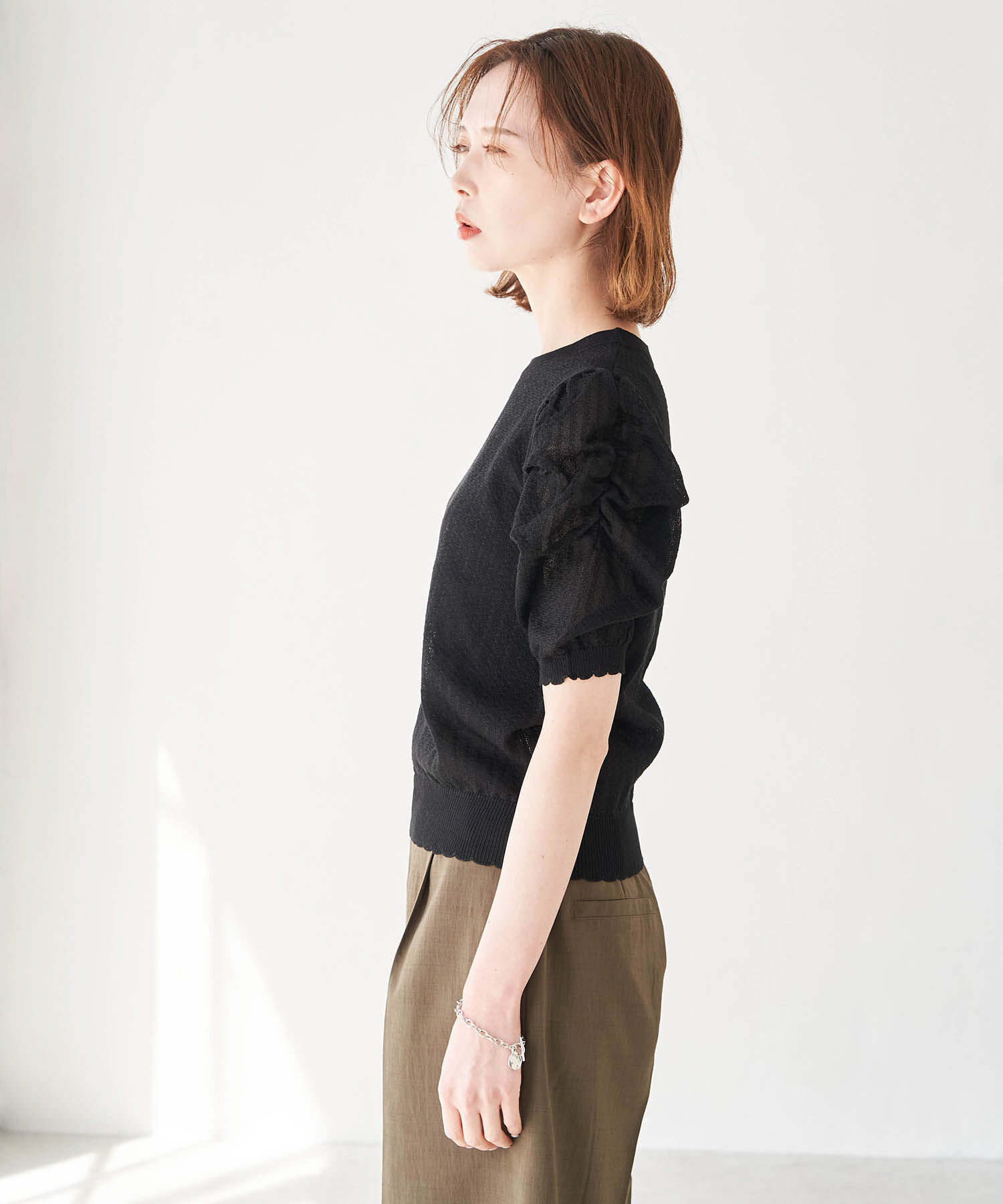 Rope&rsquo;Picnic「シアーブークレーギャザーニットプルオーバー」|ニット・セーター|