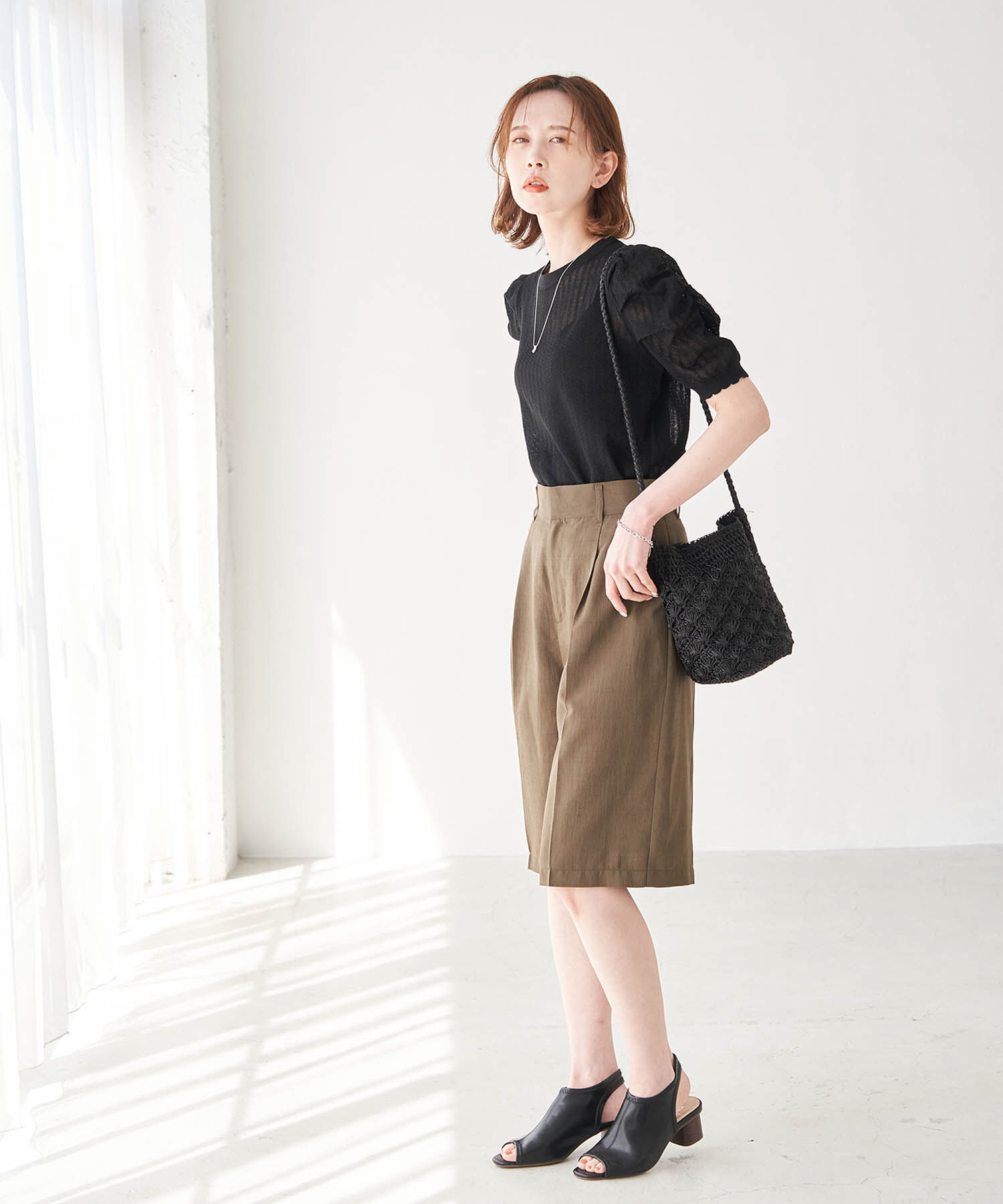 Rope&rsquo;Picnic「シアーブークレーギャザーニットプルオーバー」|ニット・セーター|