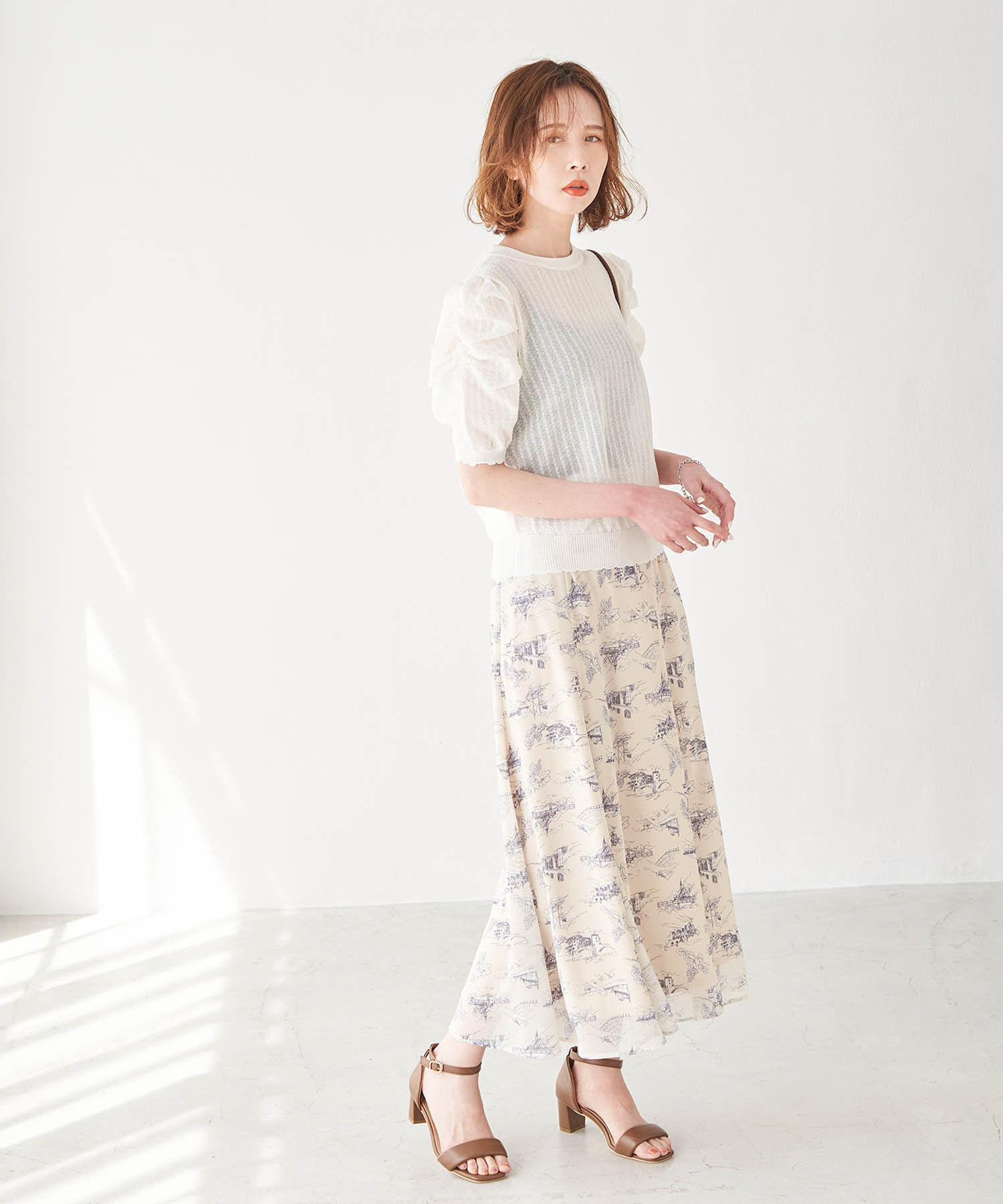 Rope&rsquo;Picnic「シアーブークレーギャザーニットプルオーバー」|ニット・セーター|