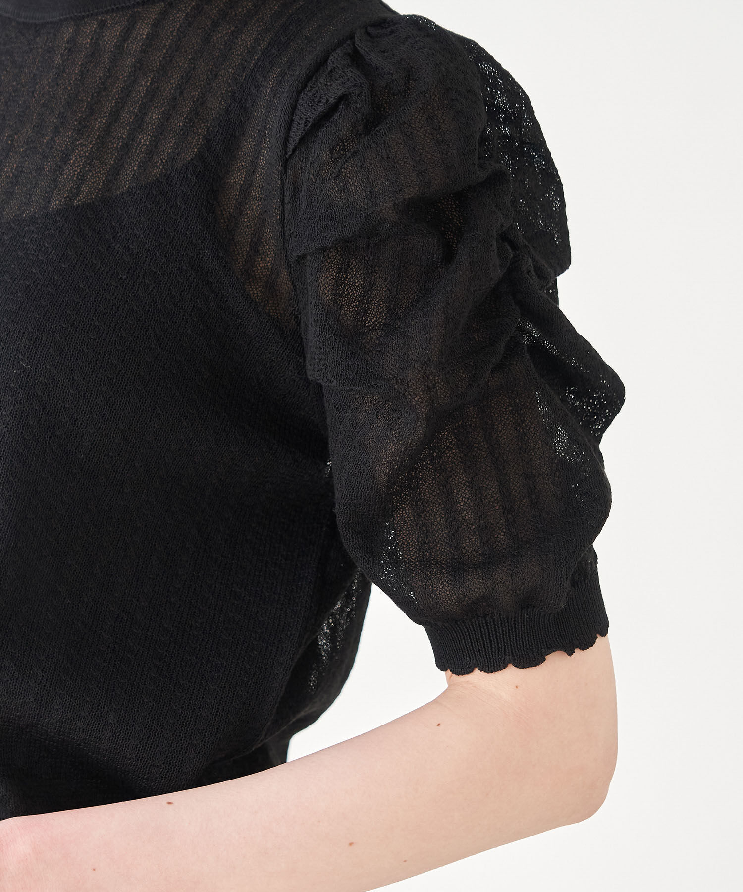 Rope&rsquo;Picnic「シアーブークレーギャザーニットプルオーバー」|ニット・セーター|