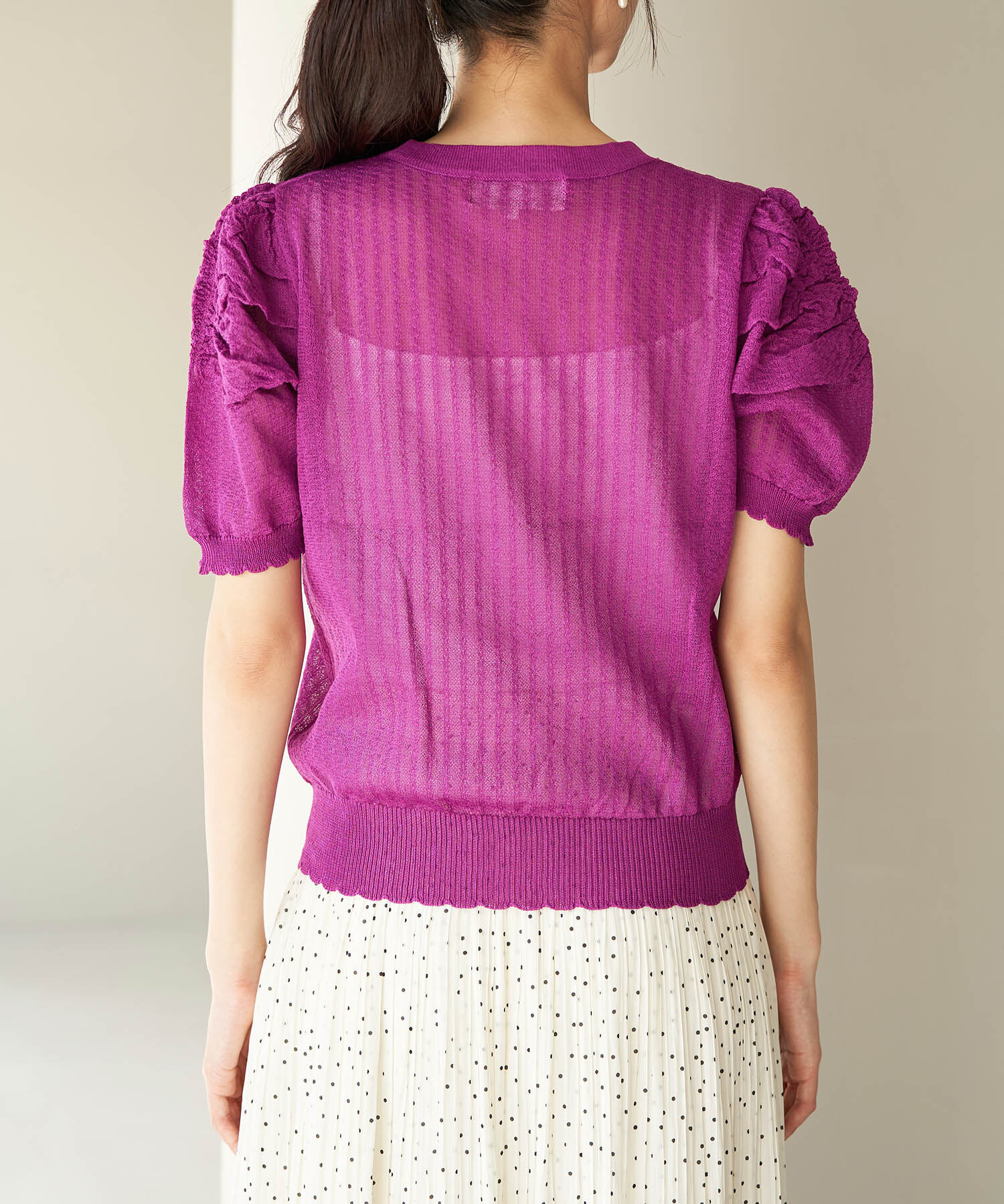 Rope&rsquo;Picnic「シアーブークレーギャザーニットプルオーバー」|ニット・セーター|