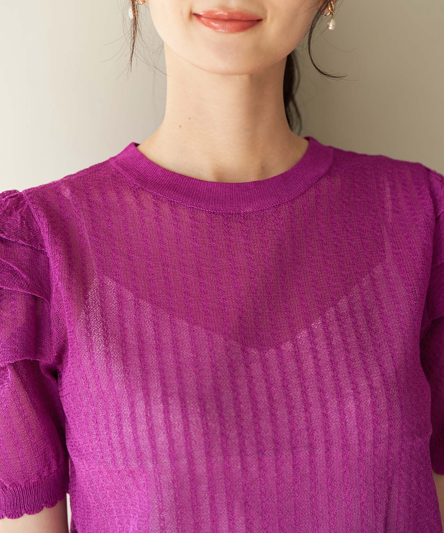 Rope&rsquo;Picnic「シアーブークレーギャザーニットプルオーバー」|ニット・セーター|