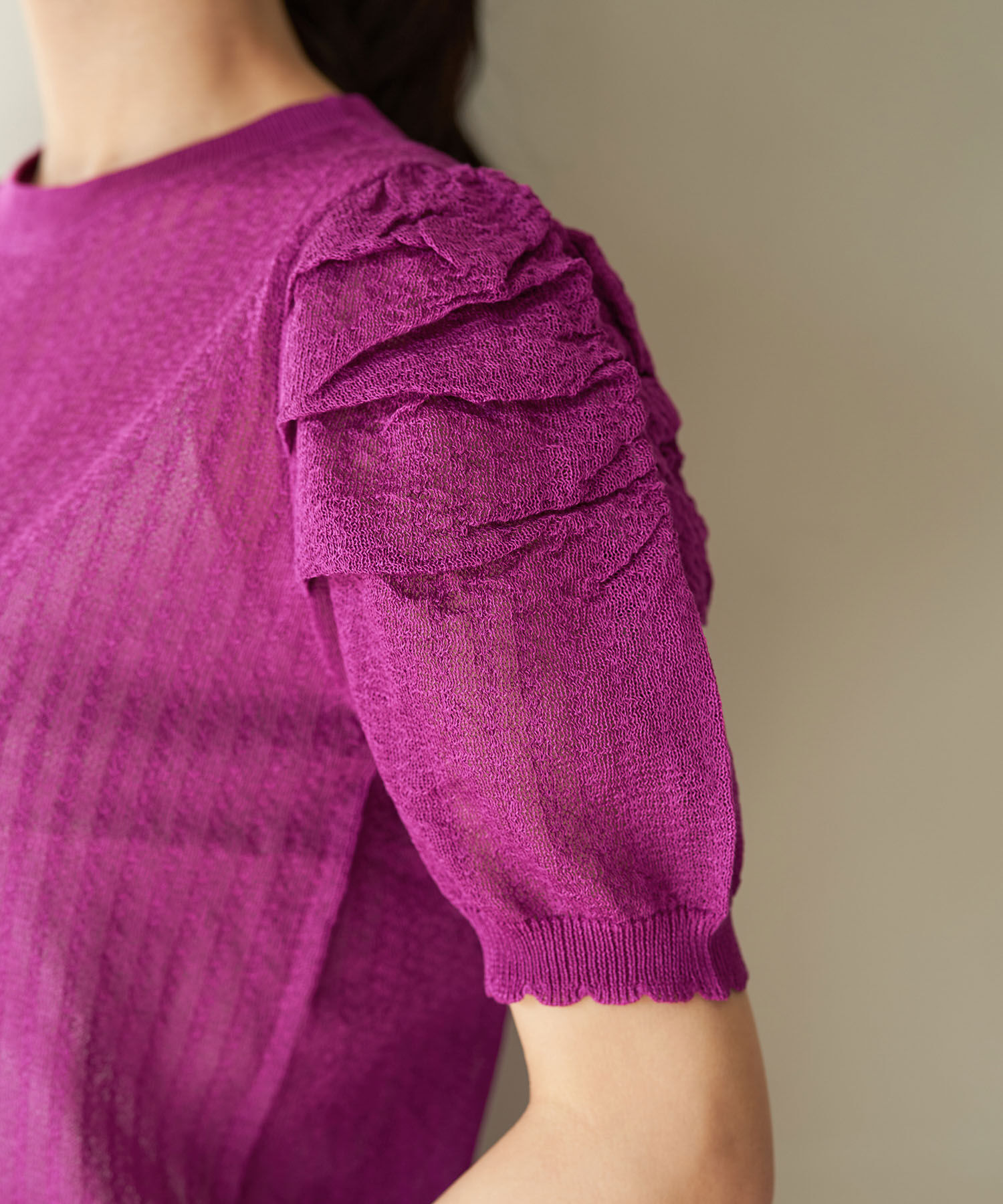 Rope&rsquo;Picnic「シアーブークレーギャザーニットプルオーバー」|ニット・セーター|