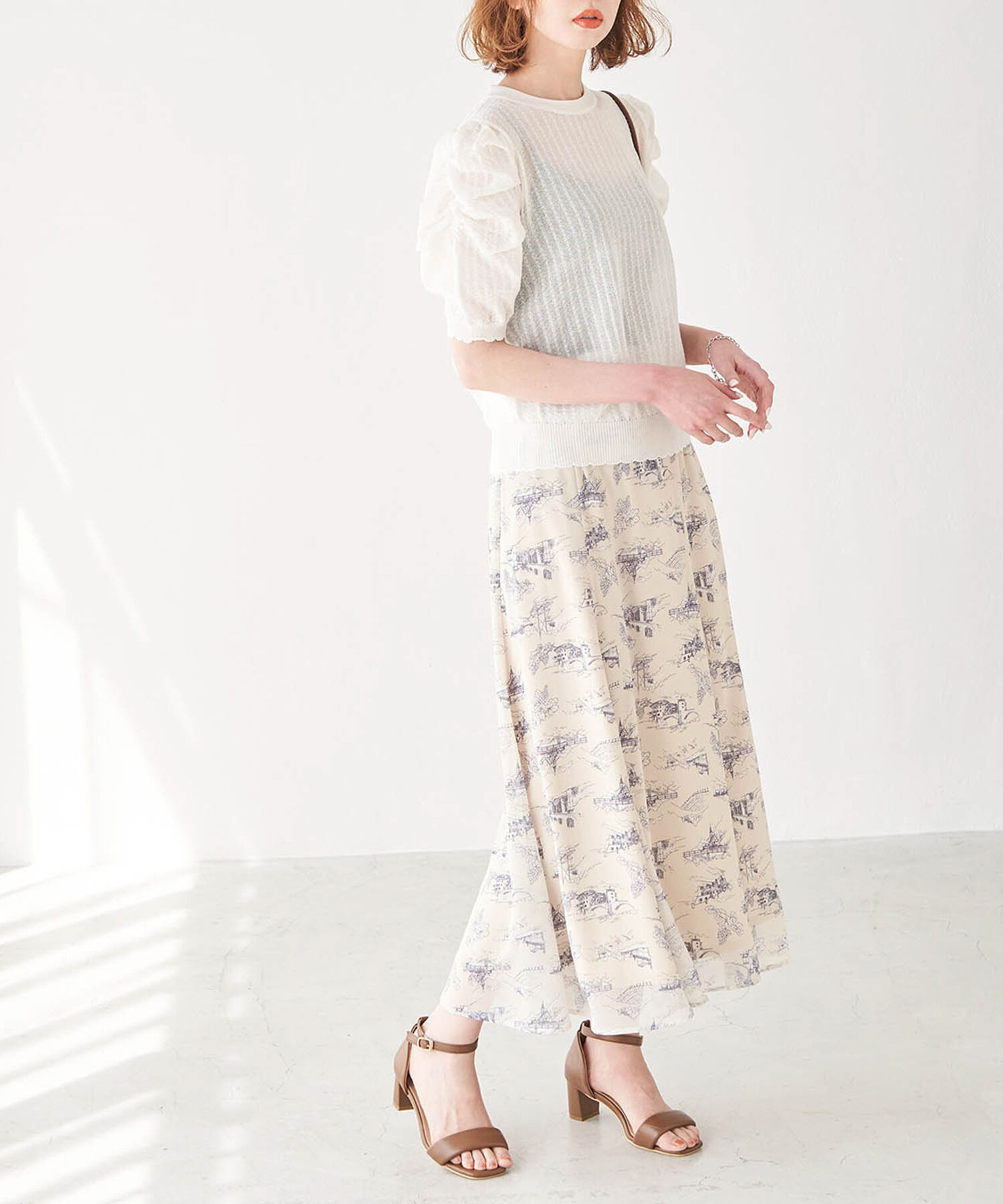 Rope&rsquo;Picnic「シアーブークレーギャザーニットプルオーバー」|ニット・セーター|