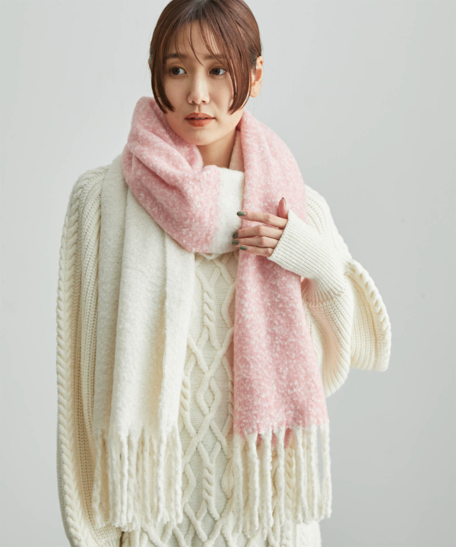 ROPE PICNIC PASSAGE「リサイクルヤーンバイカラーストール」|ストール|ピンク(63)