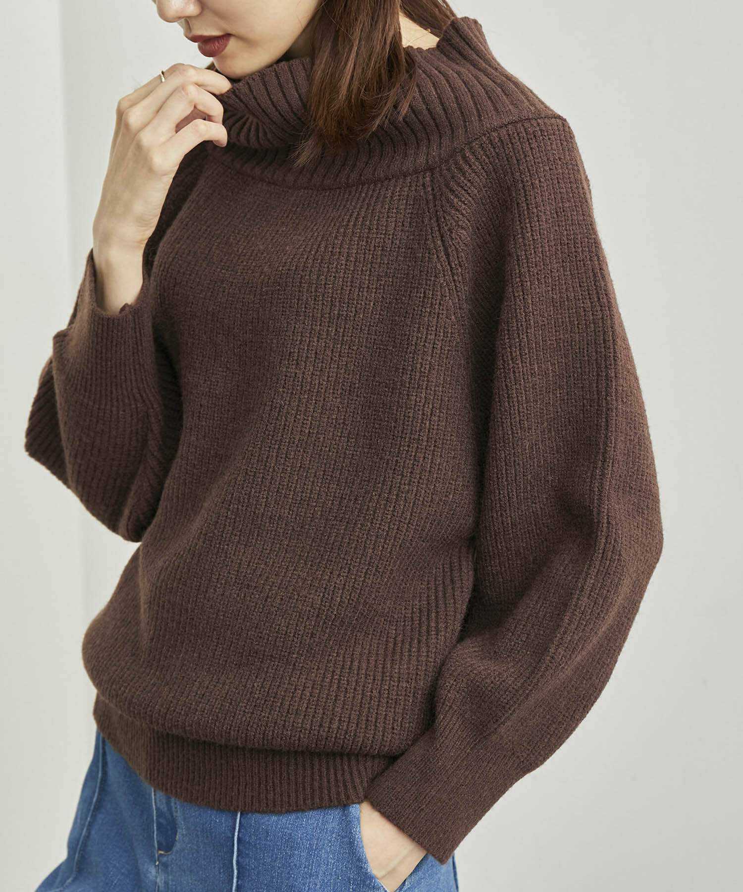 Rope&rsquo;Picnic「オフショルダーニットプルオーバー」|ニット・セーター|ブラウン(22)