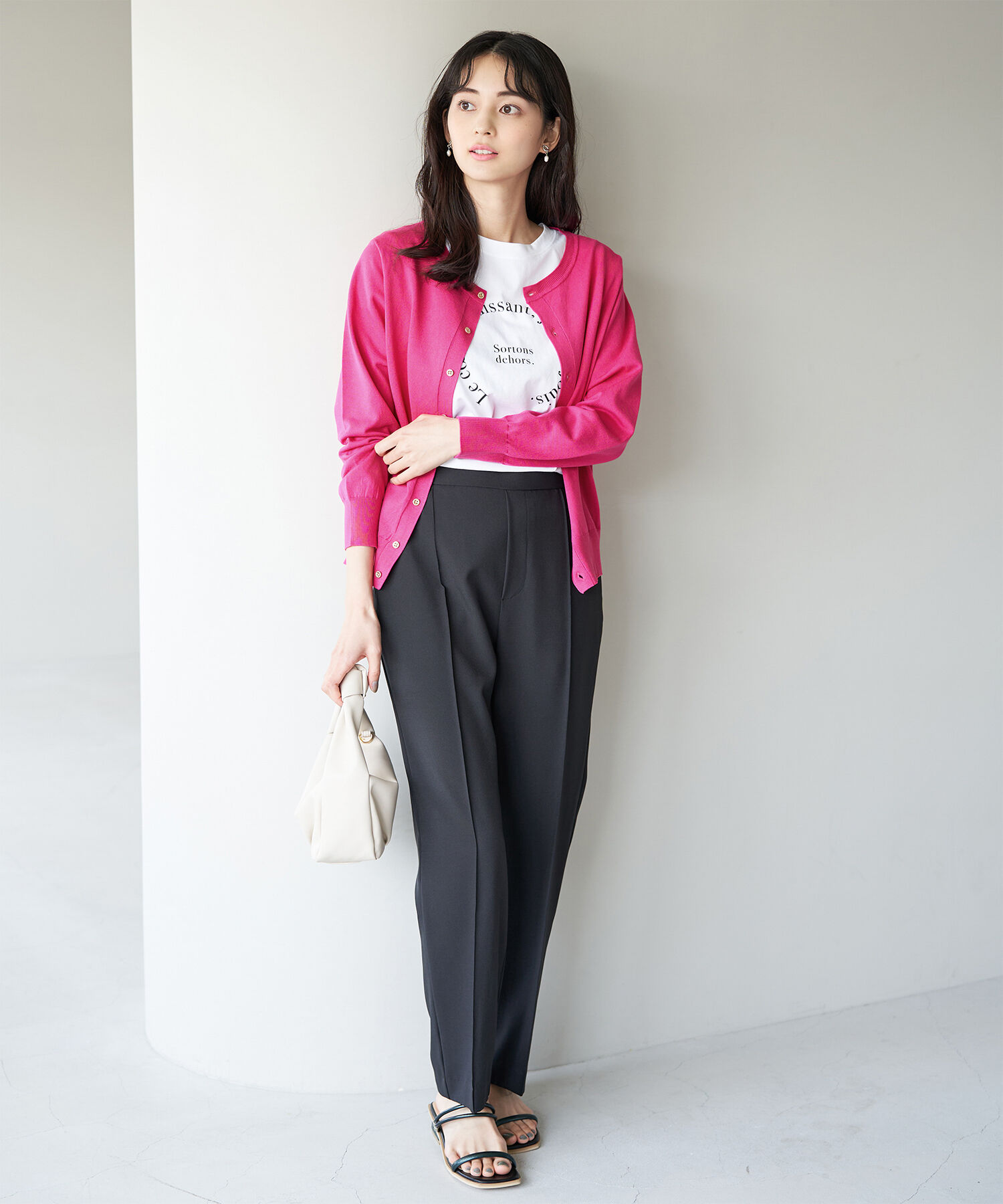 Rope&rsquo;Picnic「UVケア・洗濯機OK/天竺ベーシッククルーネックニットカーディガン」|カーディガン|