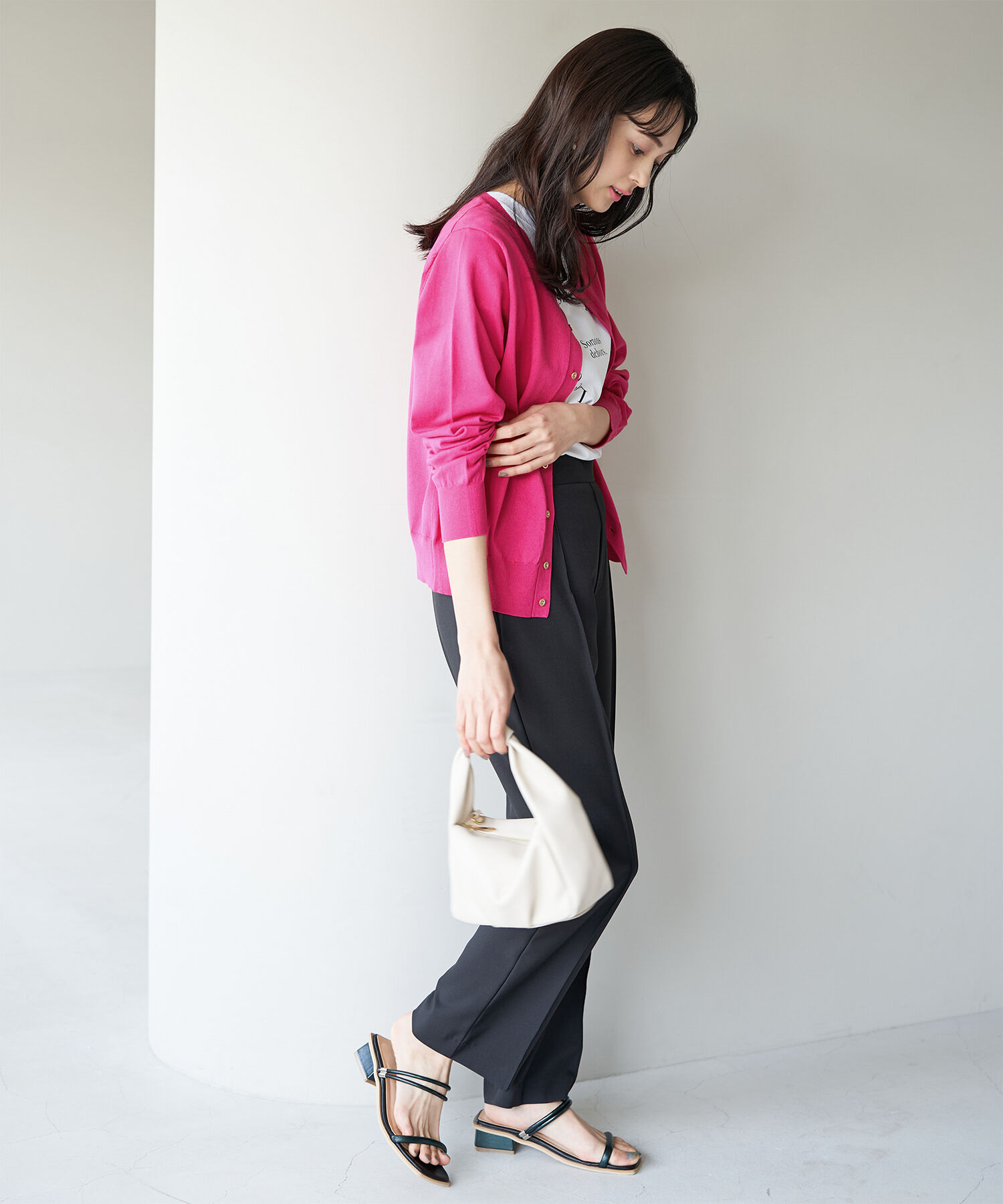 Rope&rsquo;Picnic「UVケア・洗濯機OK/天竺ベーシッククルーネックニットカーディガン」|カーディガン|