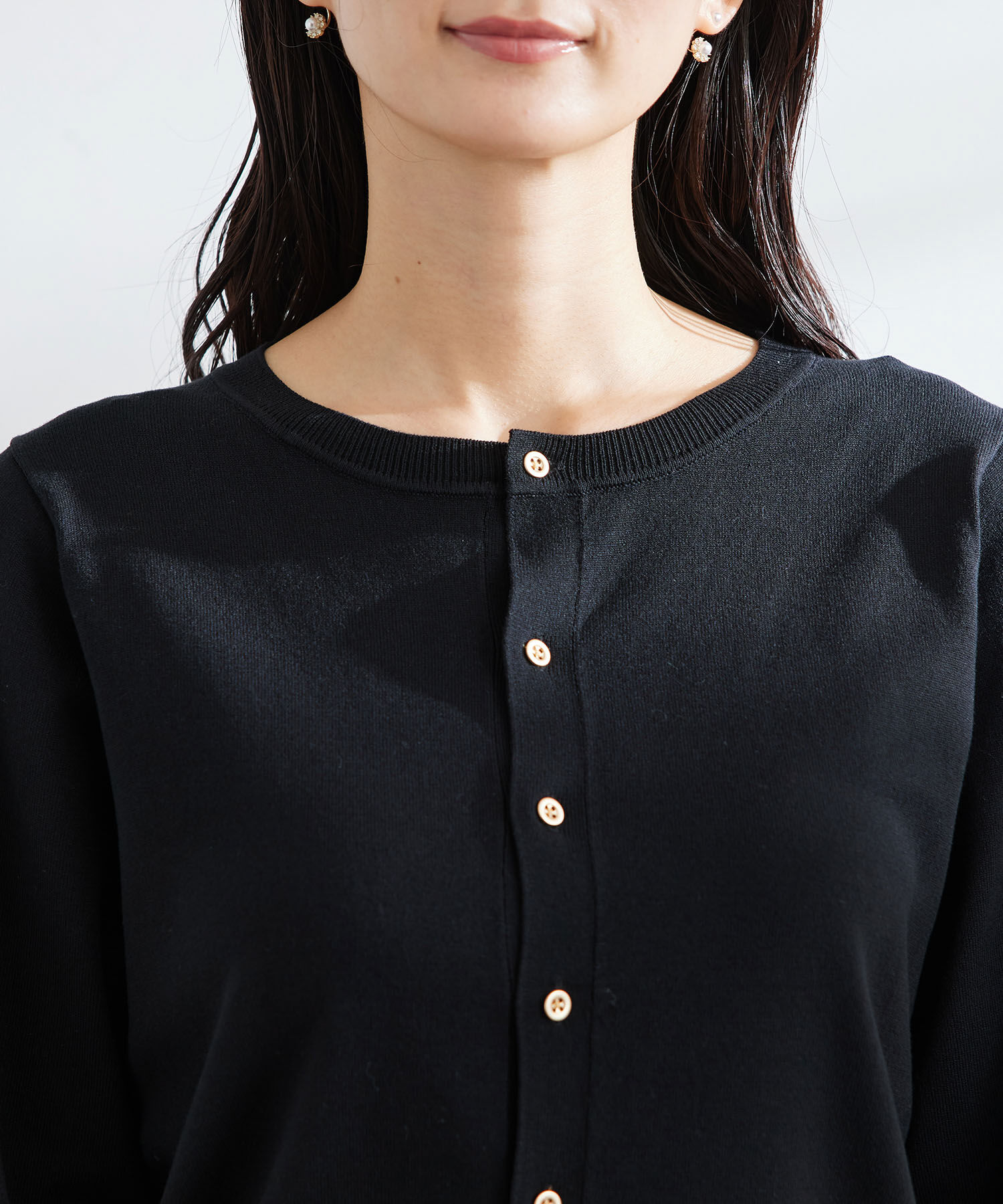 Rope&rsquo;Picnic「UVケア・洗濯機OK/天竺ベーシッククルーネックニットカーディガン」|カーディガン|