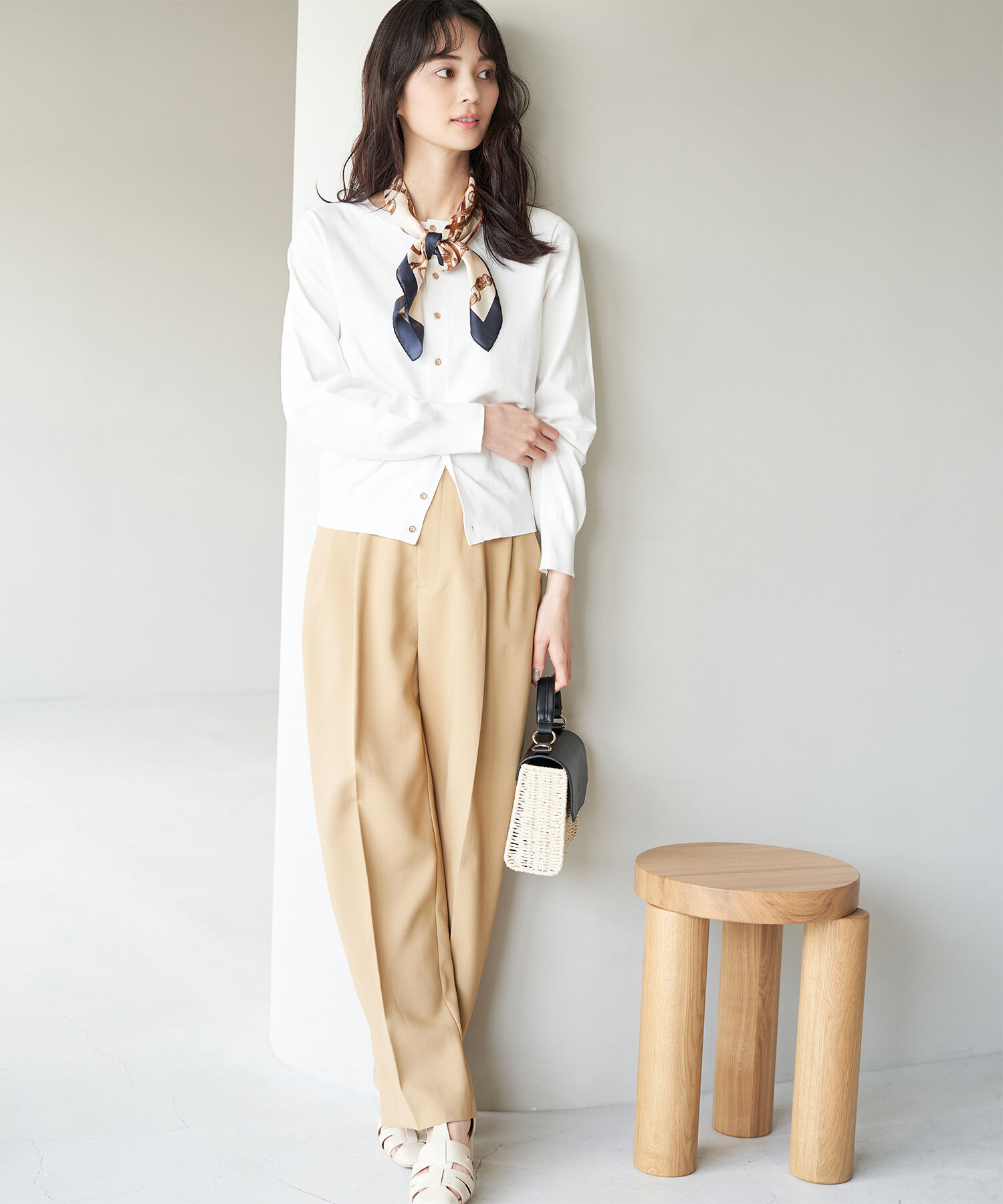 Rope&rsquo;Picnic「UVケア・洗濯機OK/天竺ベーシッククルーネックニットカーディガン」|カーディガン|