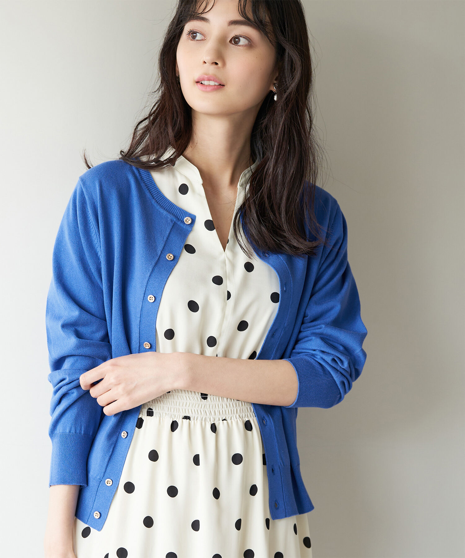 Rope&rsquo;Picnic「UVケア・洗濯機OK/天竺ベーシッククルーネックニットカーディガン」|カーディガン|