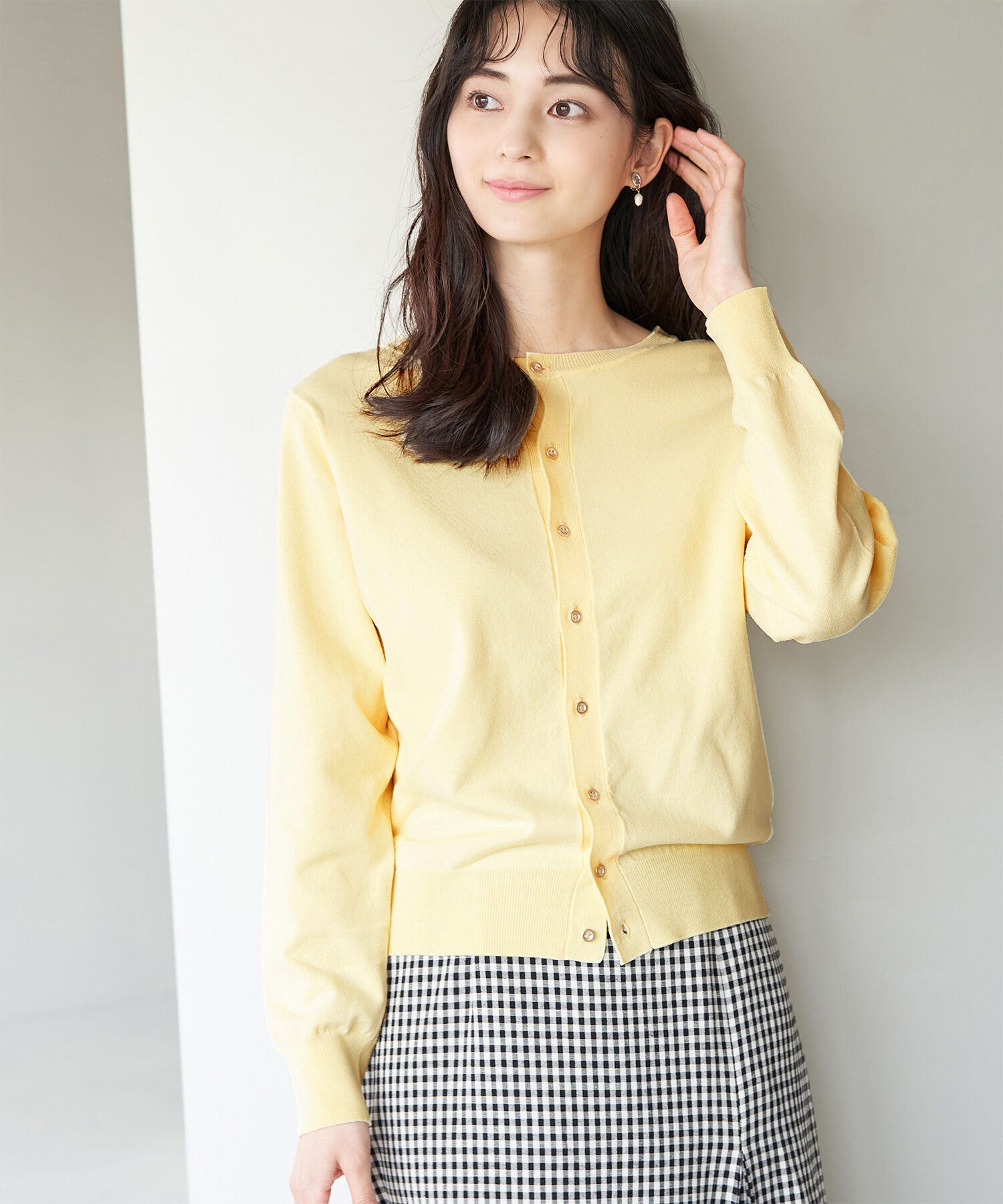 Rope&rsquo;Picnic「UVケア・洗濯機OK/天竺ベーシッククルーネックニットカーディガン」|カーディガン|クリーム(83)