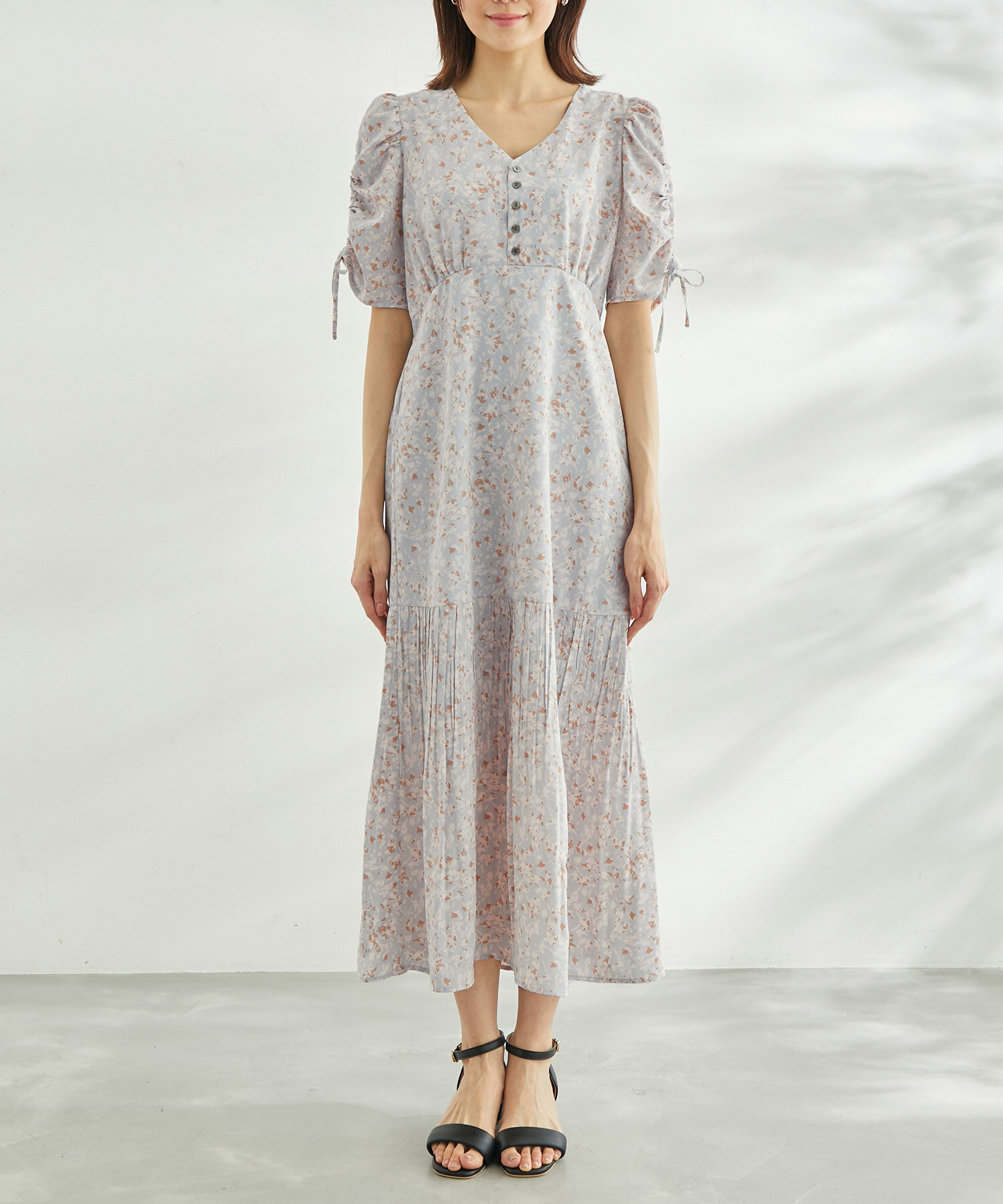 Rope&rsquo;Picnic「【WEB限定】ニュアンス柄ドロストスリーブワンピース」|ワンピース|