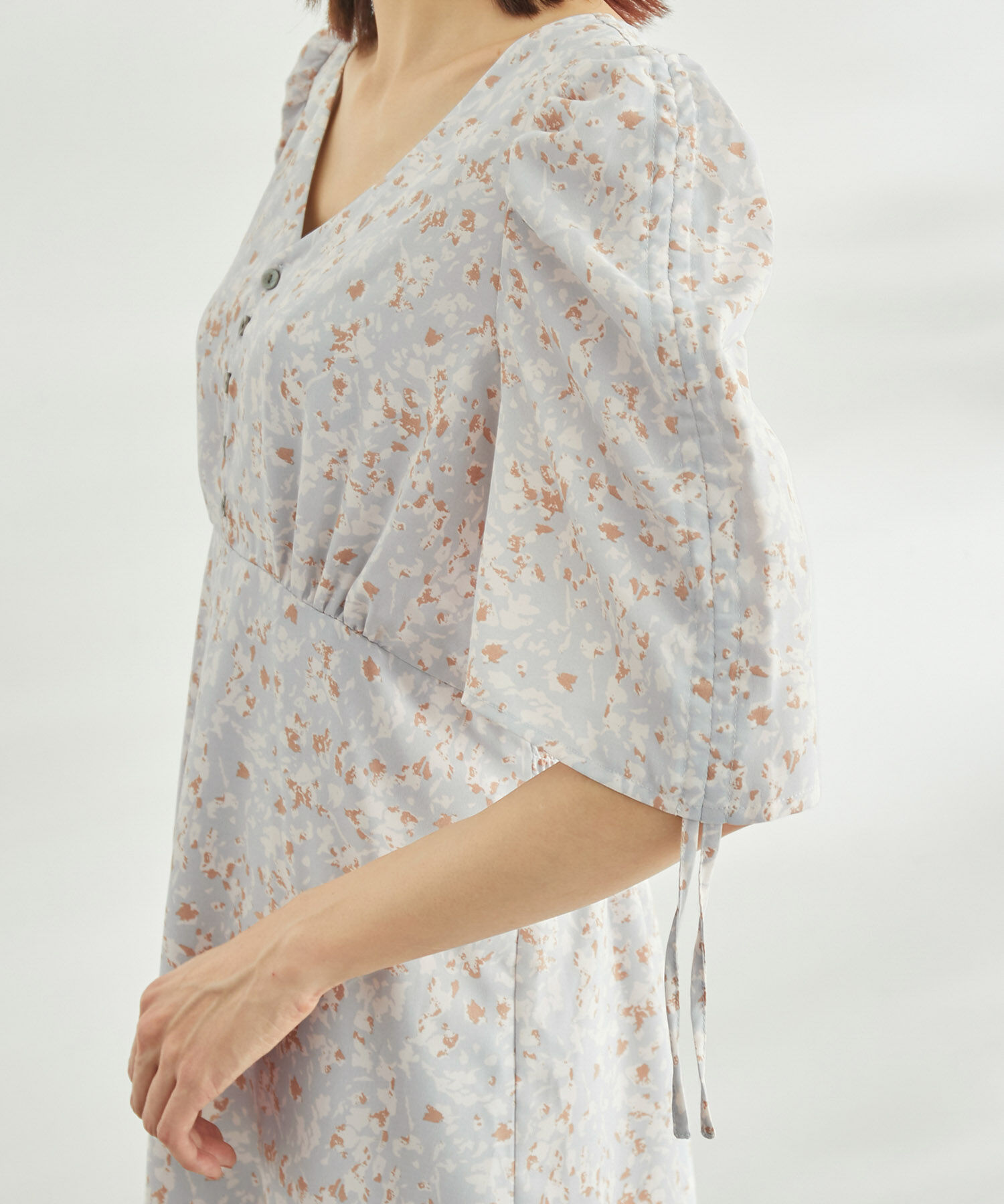 Rope&rsquo;Picnic「【WEB限定】ニュアンス柄ドロストスリーブワンピース」|ワンピース|