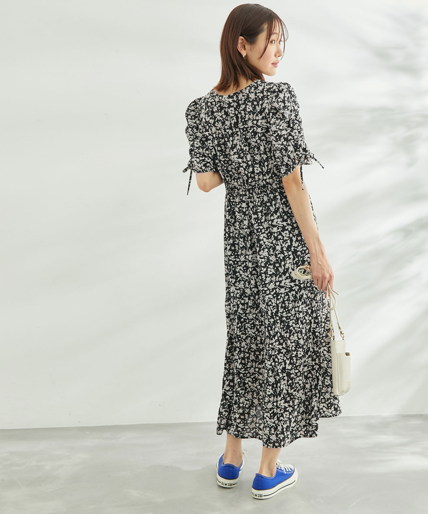 Rope&rsquo;Picnic「【WEB限定】ニュアンス柄ドロストスリーブワンピース」|ワンピース|