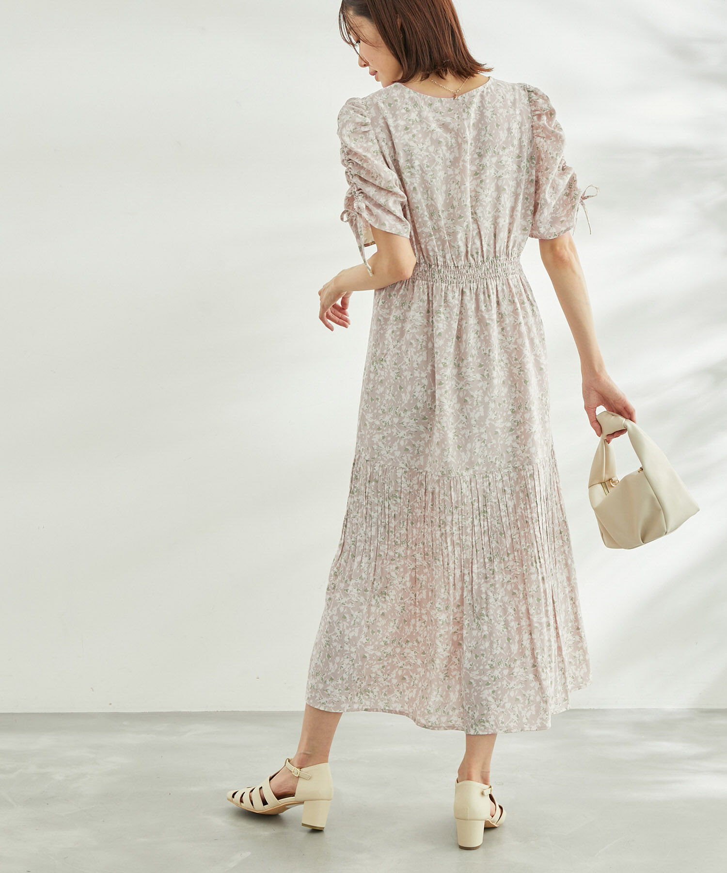 Rope&rsquo;Picnic「【WEB限定】ニュアンス柄ドロストスリーブワンピース」|ワンピース|