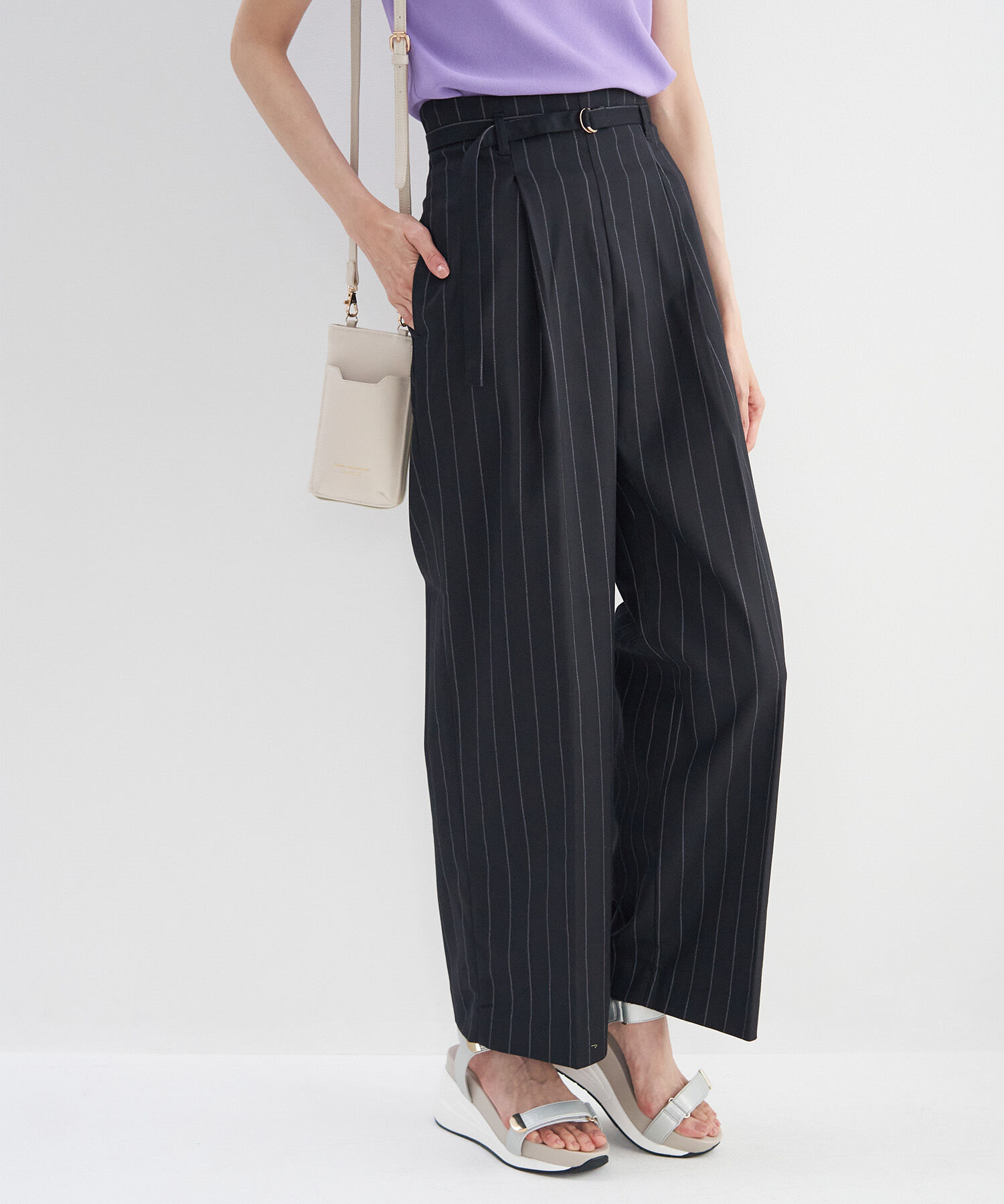 Rope&rsquo;Picnic「セットアップ対応/ストライプストレートパンツ/リンクコーデ 」|その他|ネイビー系(41)