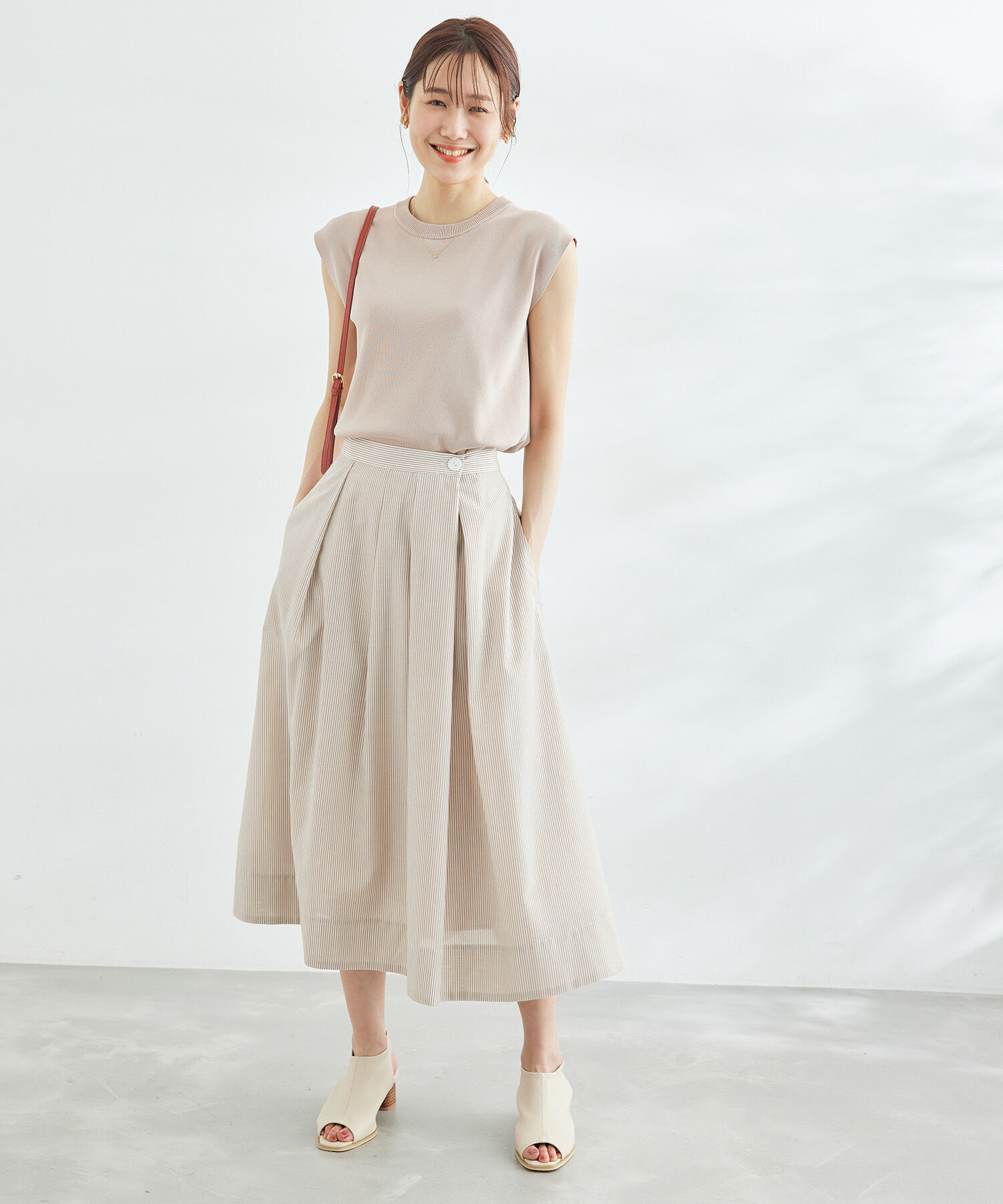 Rope&rsquo;Picnic「セットアップ対応/ストライプロングタックスカート」|スカート|