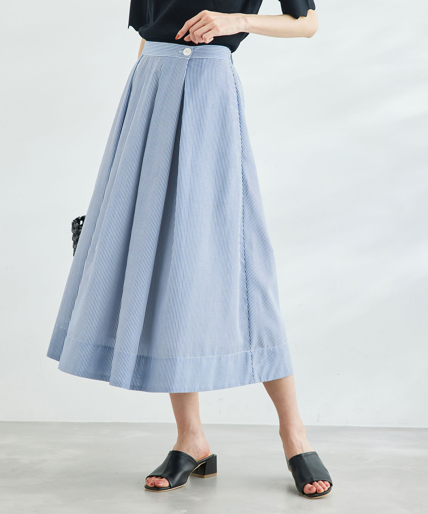 Rope&rsquo;Picnic「セットアップ対応/ストライプロングタックスカート」|スカート|