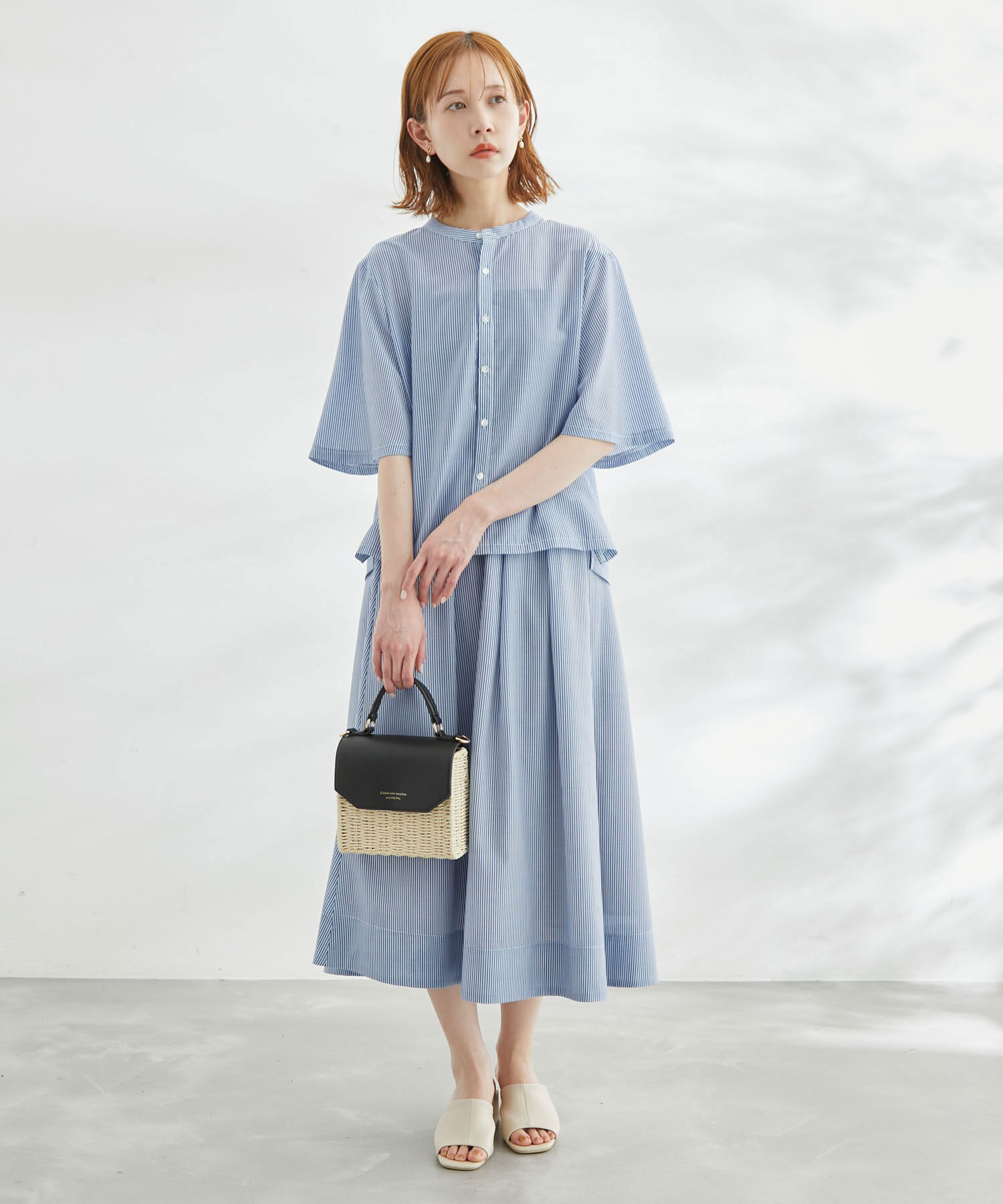 Rope&rsquo;Picnic「セットアップ対応/ストライプロングタックスカート」|スカート|