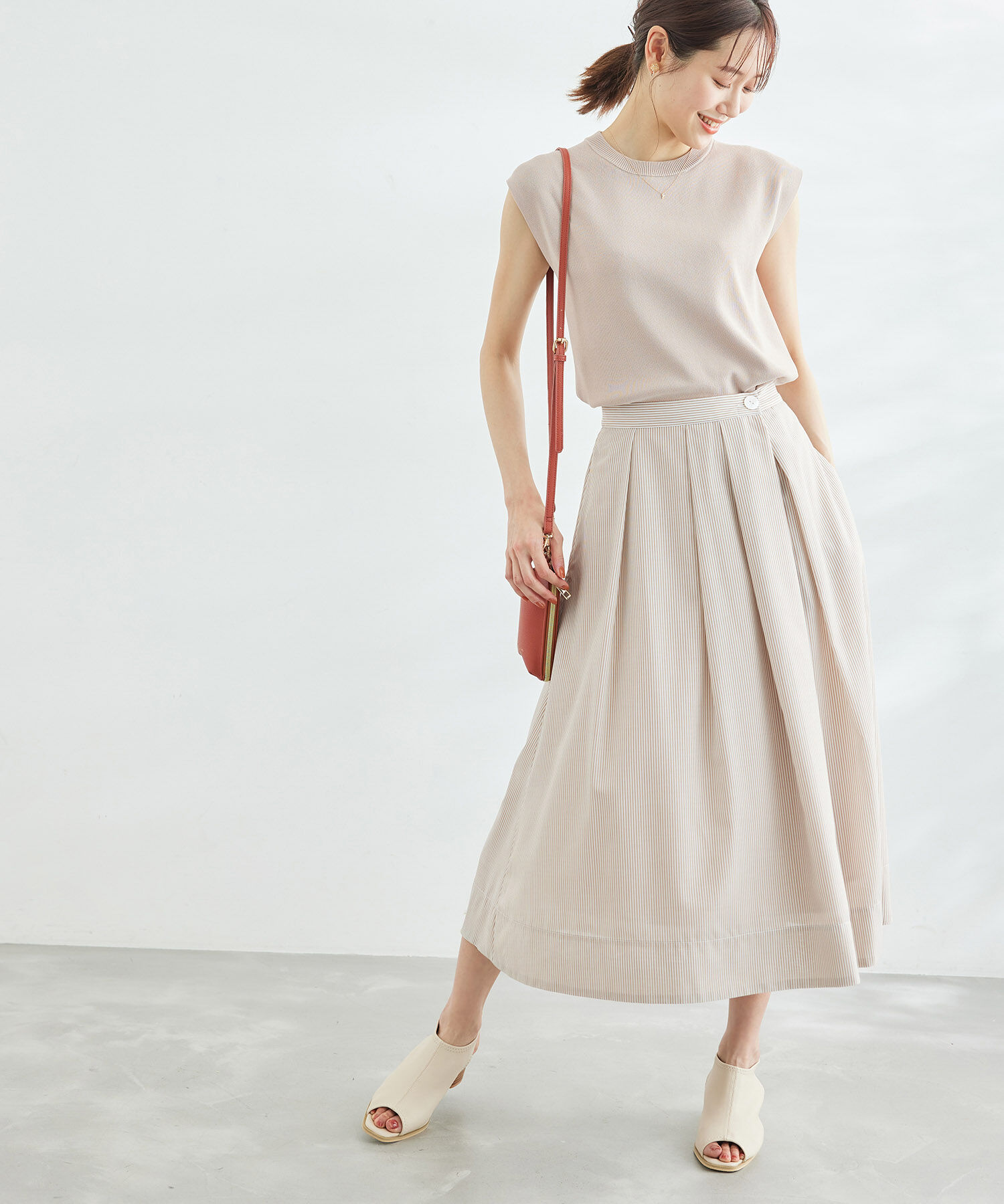 Rope&rsquo;Picnic「セットアップ対応/ストライプロングタックスカート」|スカート|
